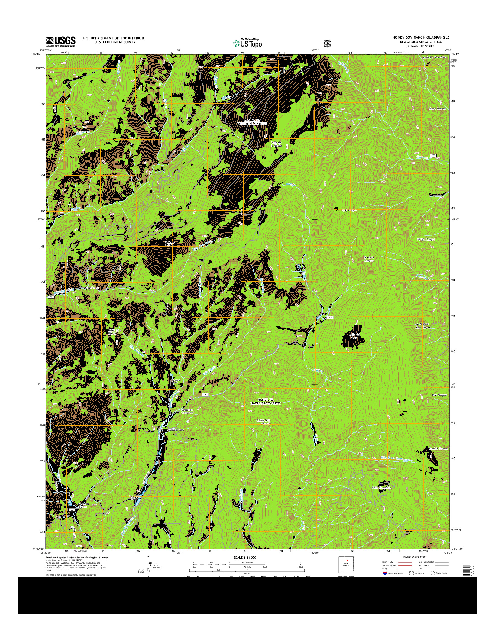 USGS US TOPO 7.5-MINUTE MAP FOR HONEY BOY RANCH, NM 2013