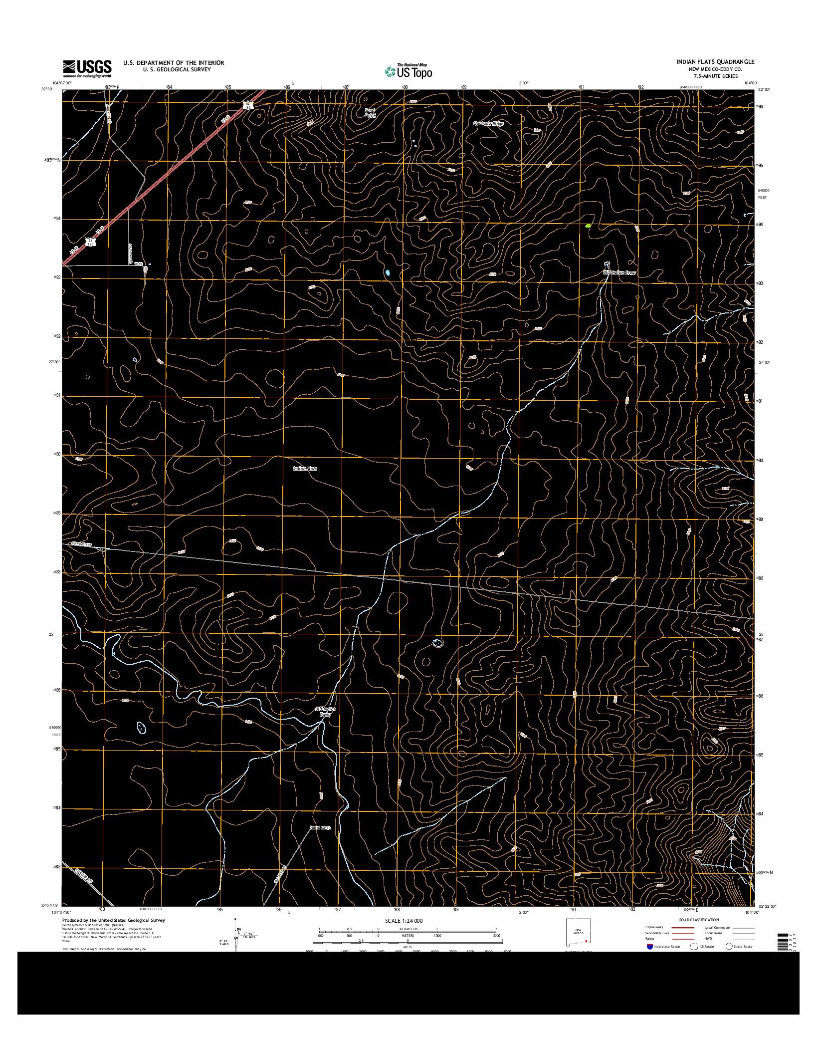 USGS US TOPO 7.5-MINUTE MAP FOR INDIAN FLATS, NM 2013