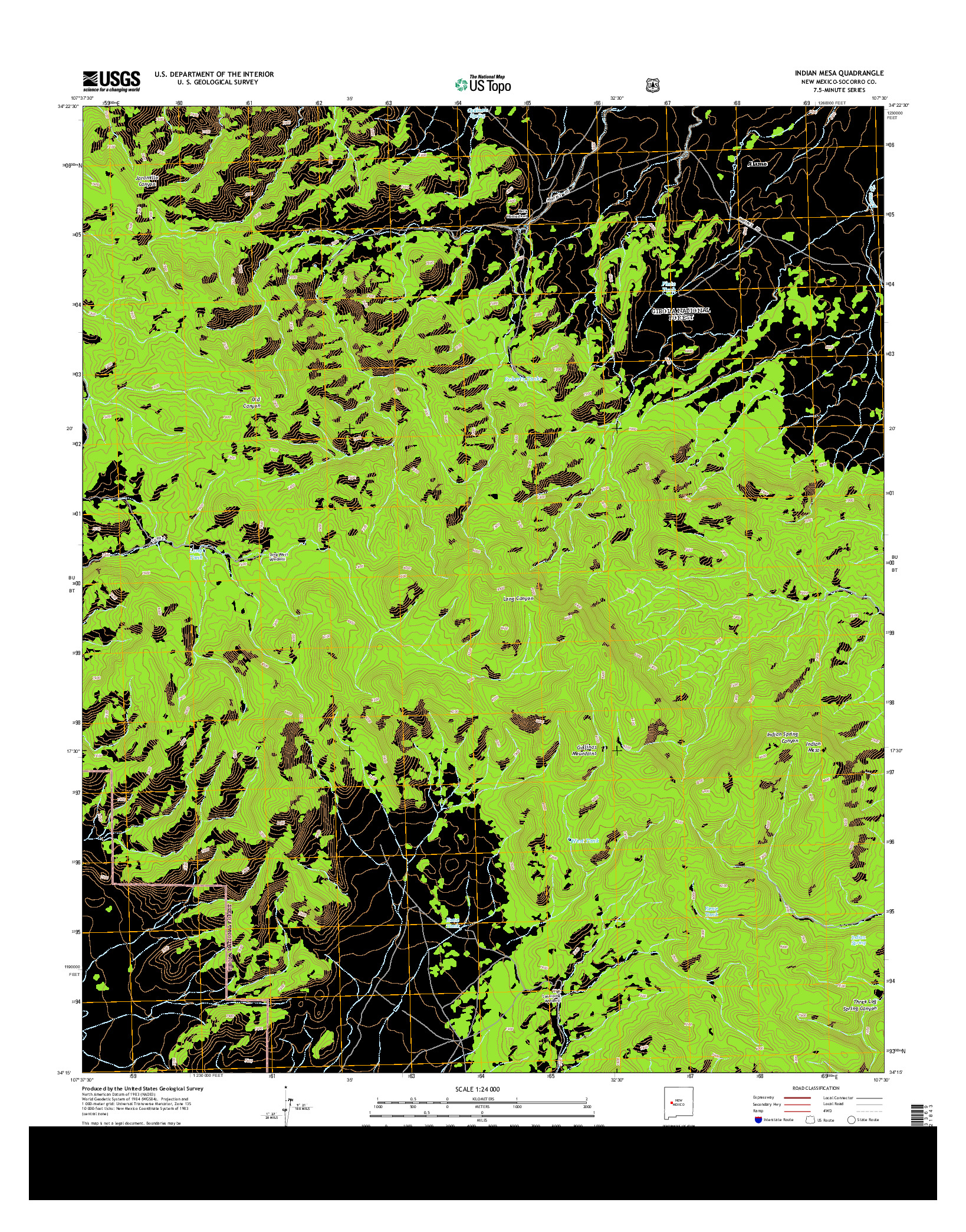 USGS US TOPO 7.5-MINUTE MAP FOR INDIAN MESA, NM 2013