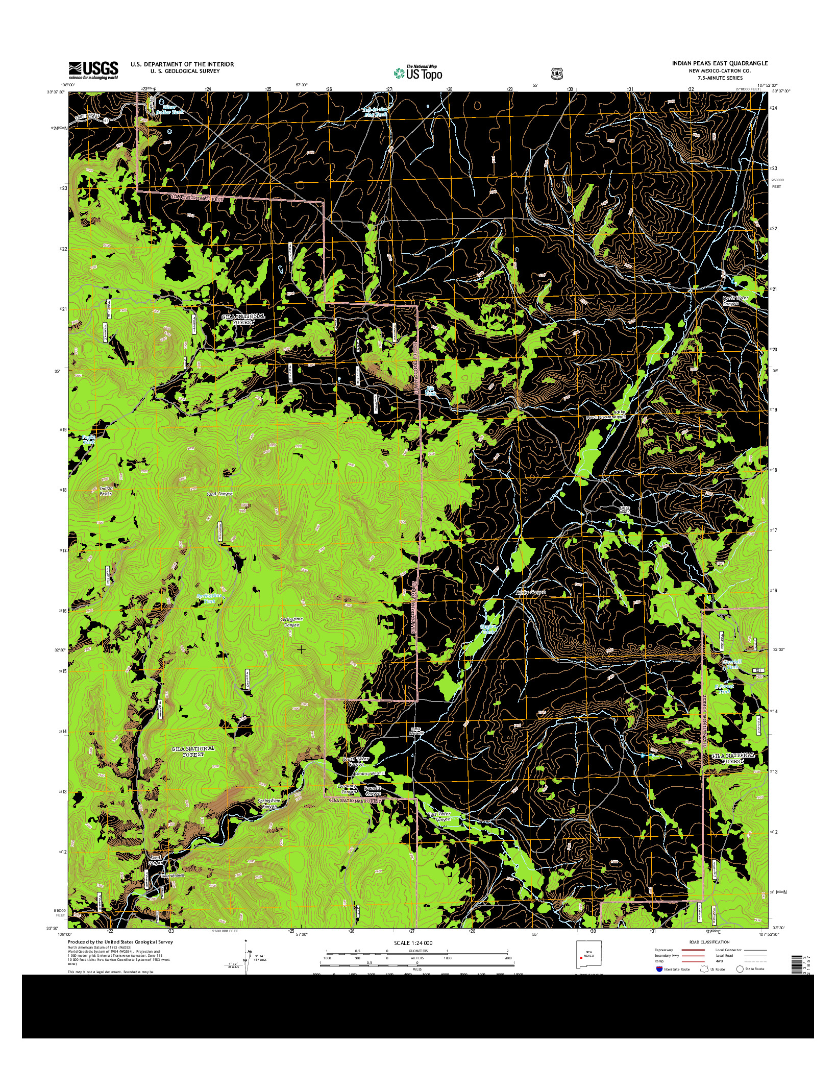 USGS US TOPO 7.5-MINUTE MAP FOR INDIAN PEAKS EAST, NM 2013