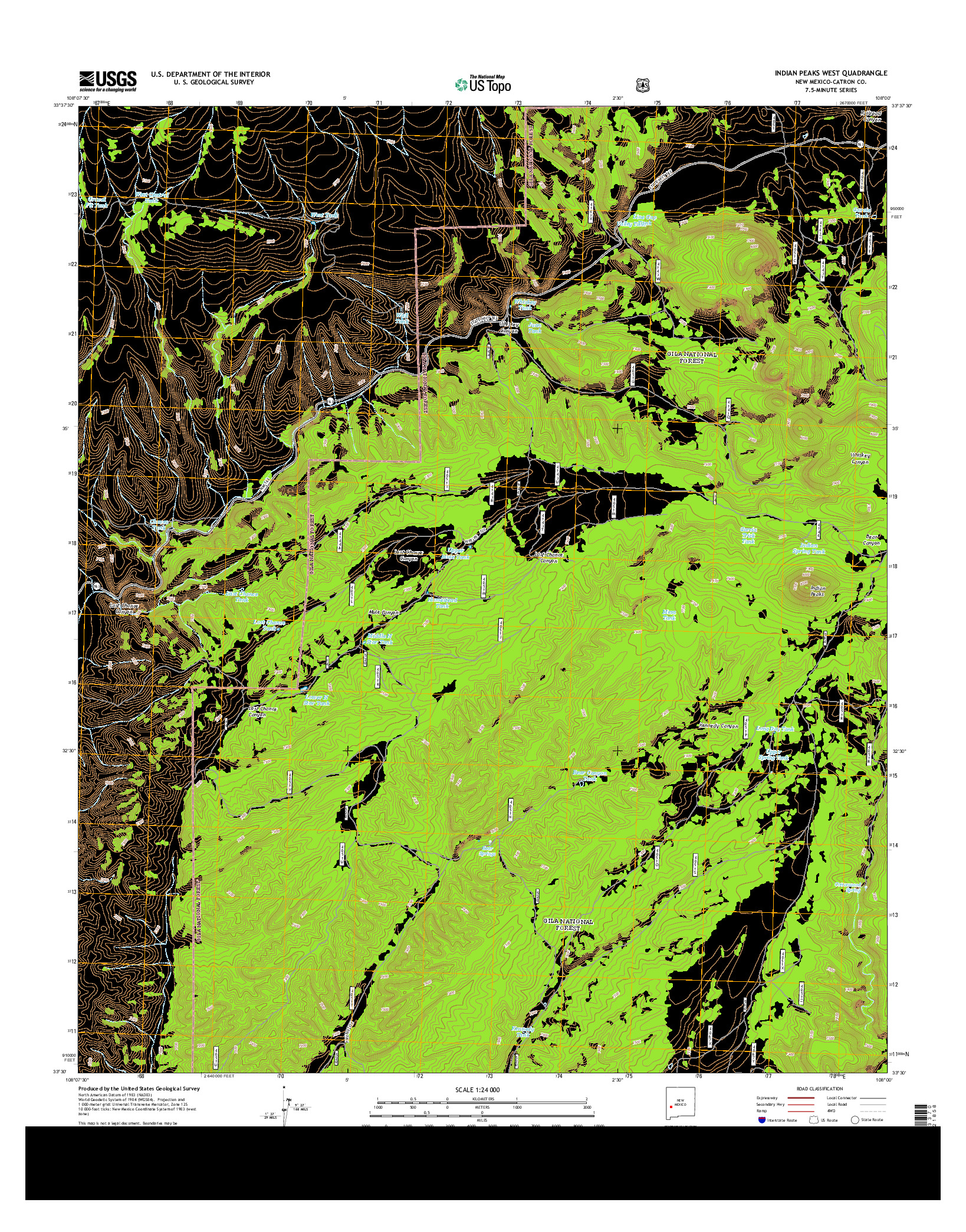 USGS US TOPO 7.5-MINUTE MAP FOR INDIAN PEAKS WEST, NM 2013