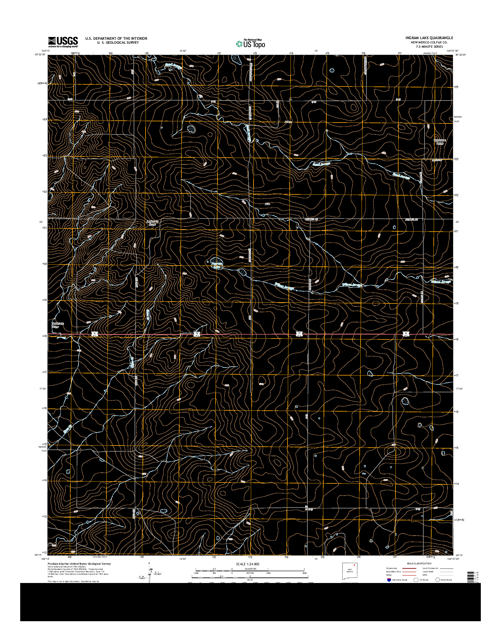 USGS US TOPO 7.5-MINUTE MAP FOR INGRAM LAKE, NM 2013