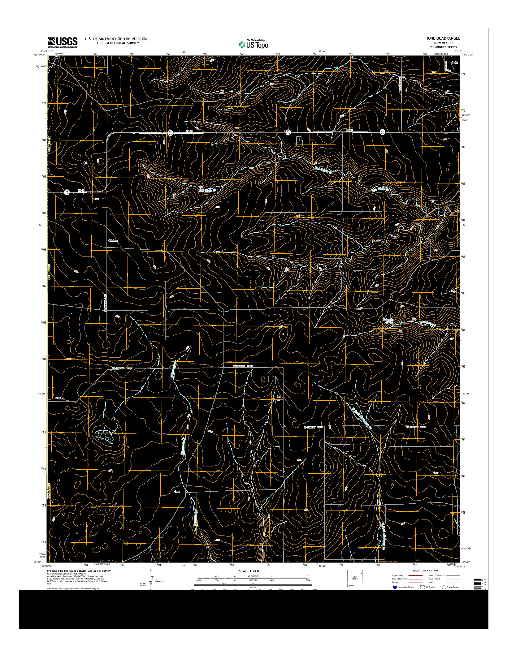 USGS US TOPO 7.5-MINUTE MAP FOR IONE, NM 2013