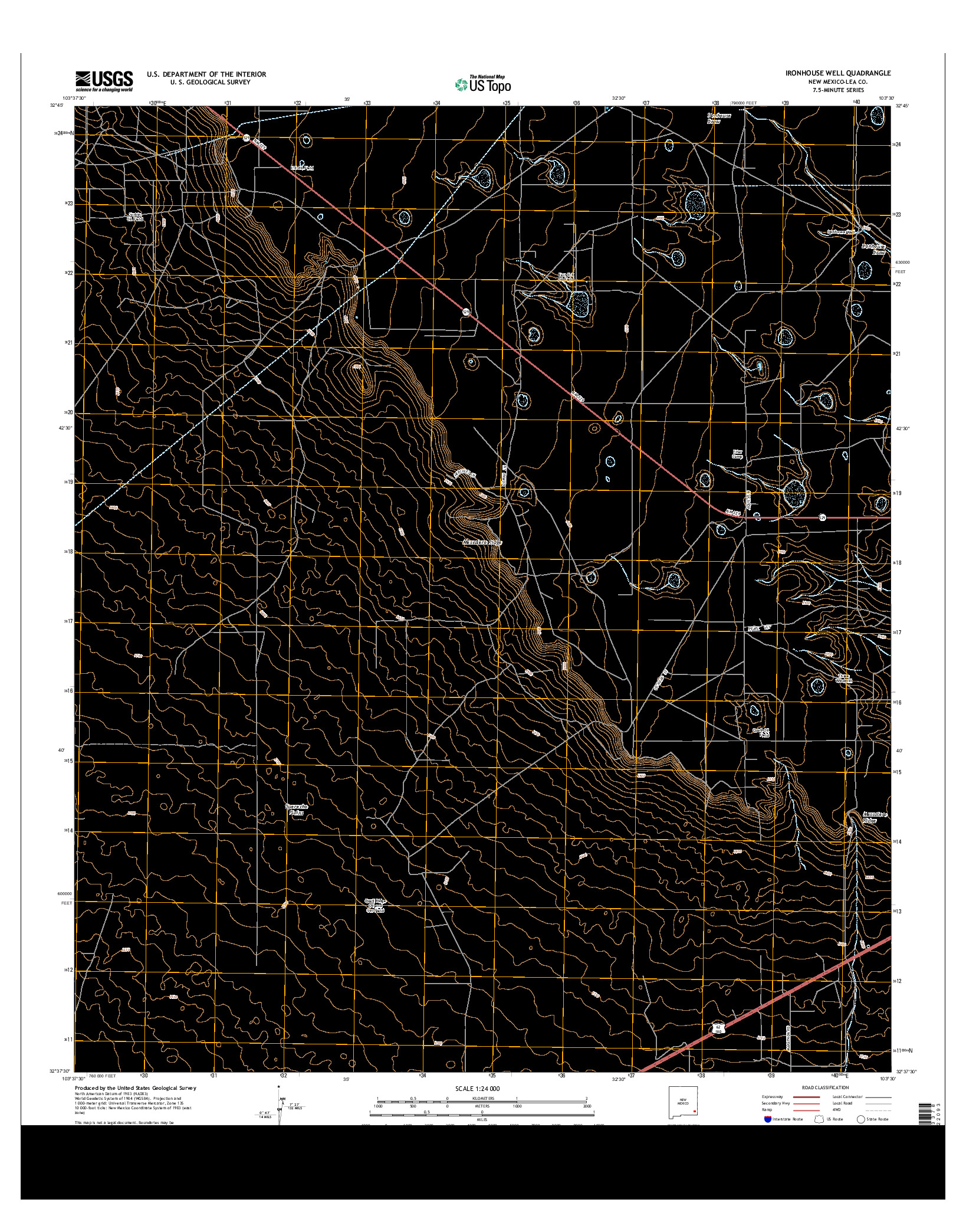 USGS US TOPO 7.5-MINUTE MAP FOR IRONHOUSE WELL, NM 2013