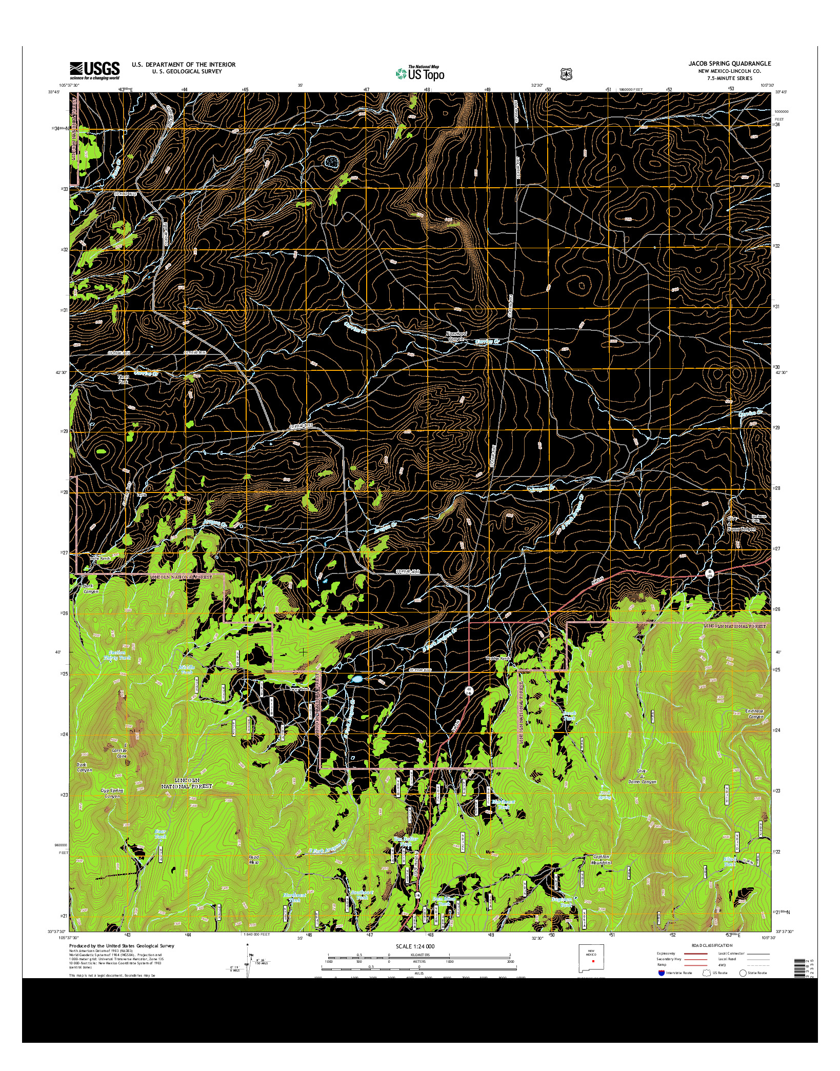 USGS US TOPO 7.5-MINUTE MAP FOR JACOB SPRING, NM 2013
