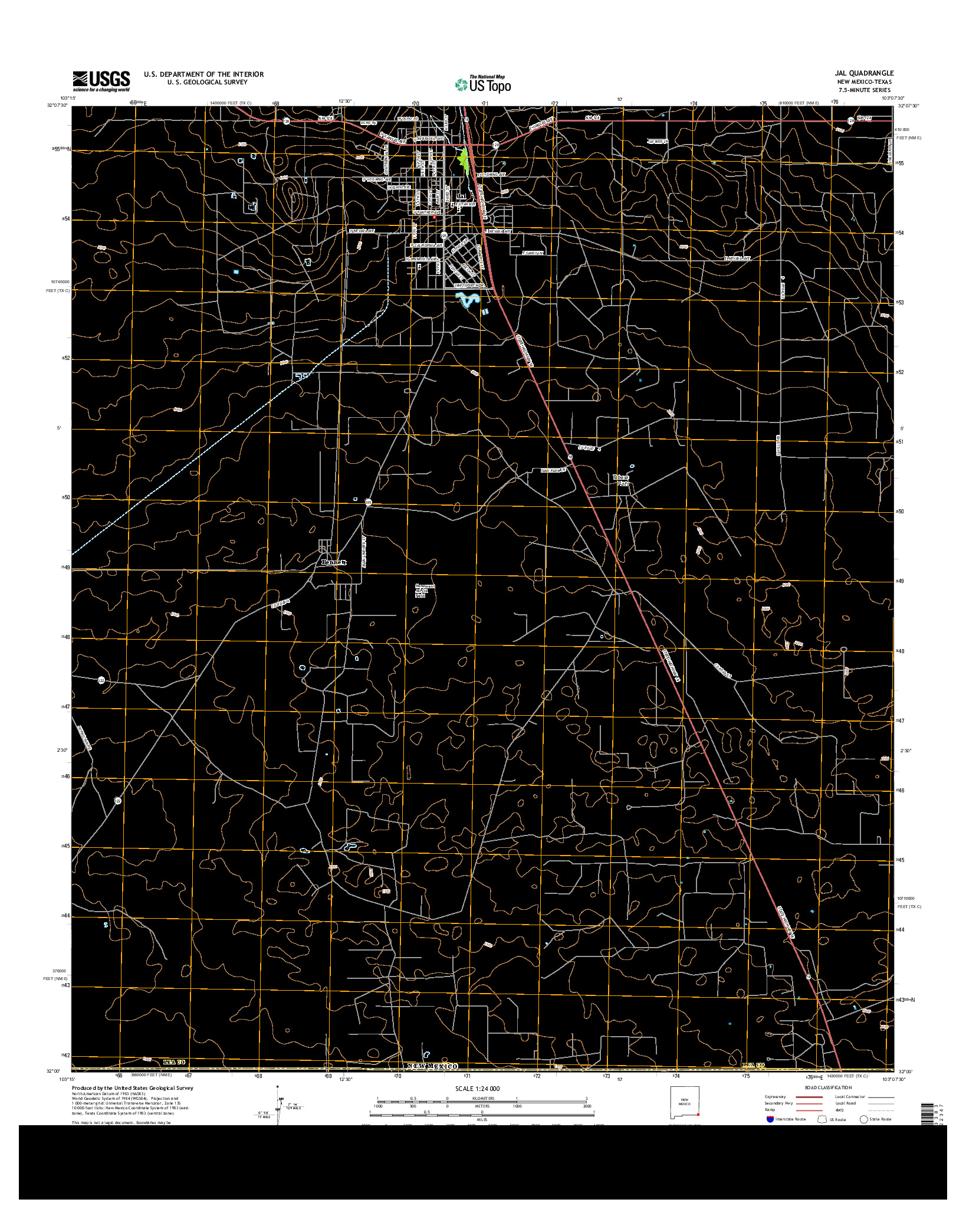 USGS US TOPO 7.5-MINUTE MAP FOR JAL, NM-TX 2013