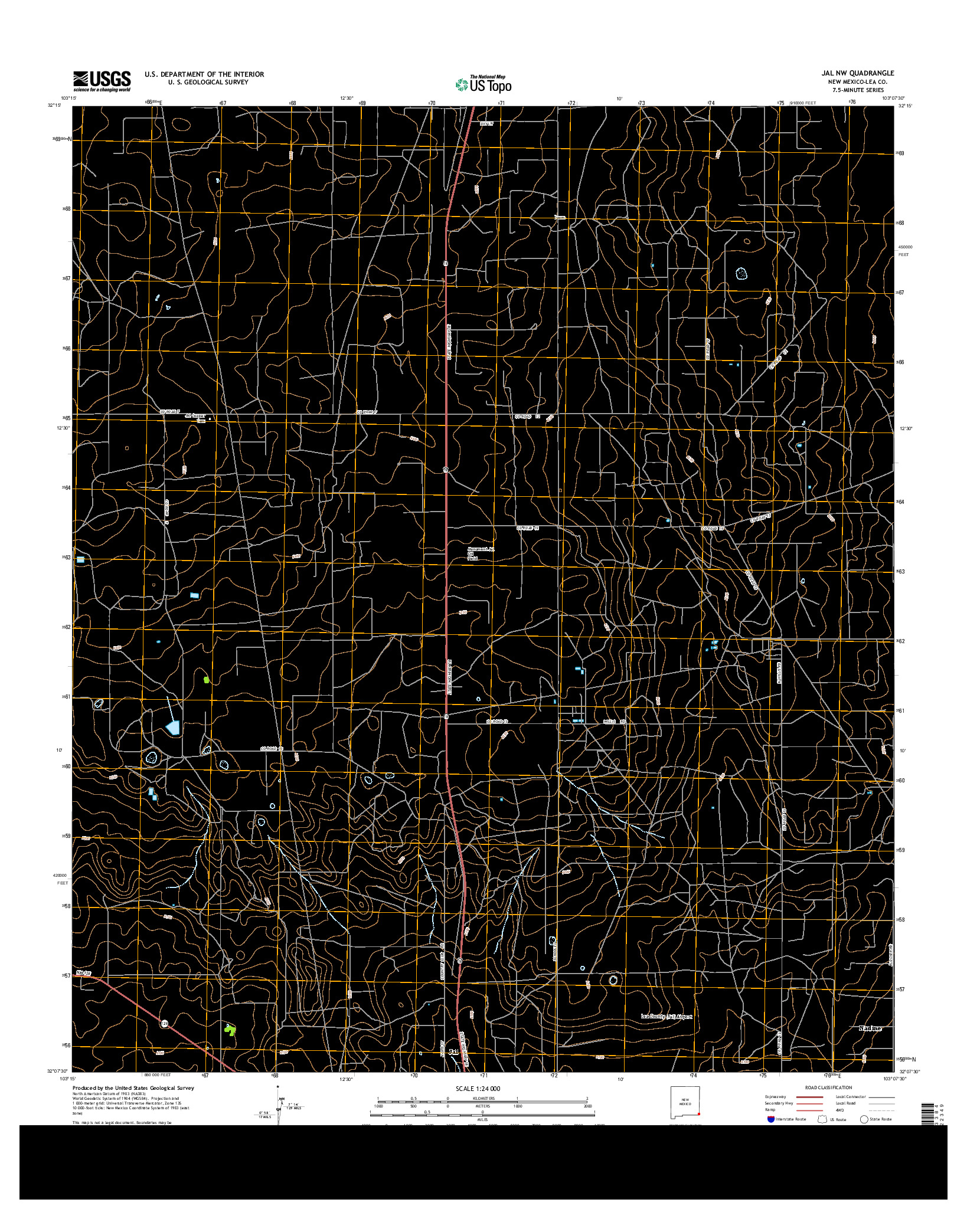 USGS US TOPO 7.5-MINUTE MAP FOR JAL NW, NM 2013