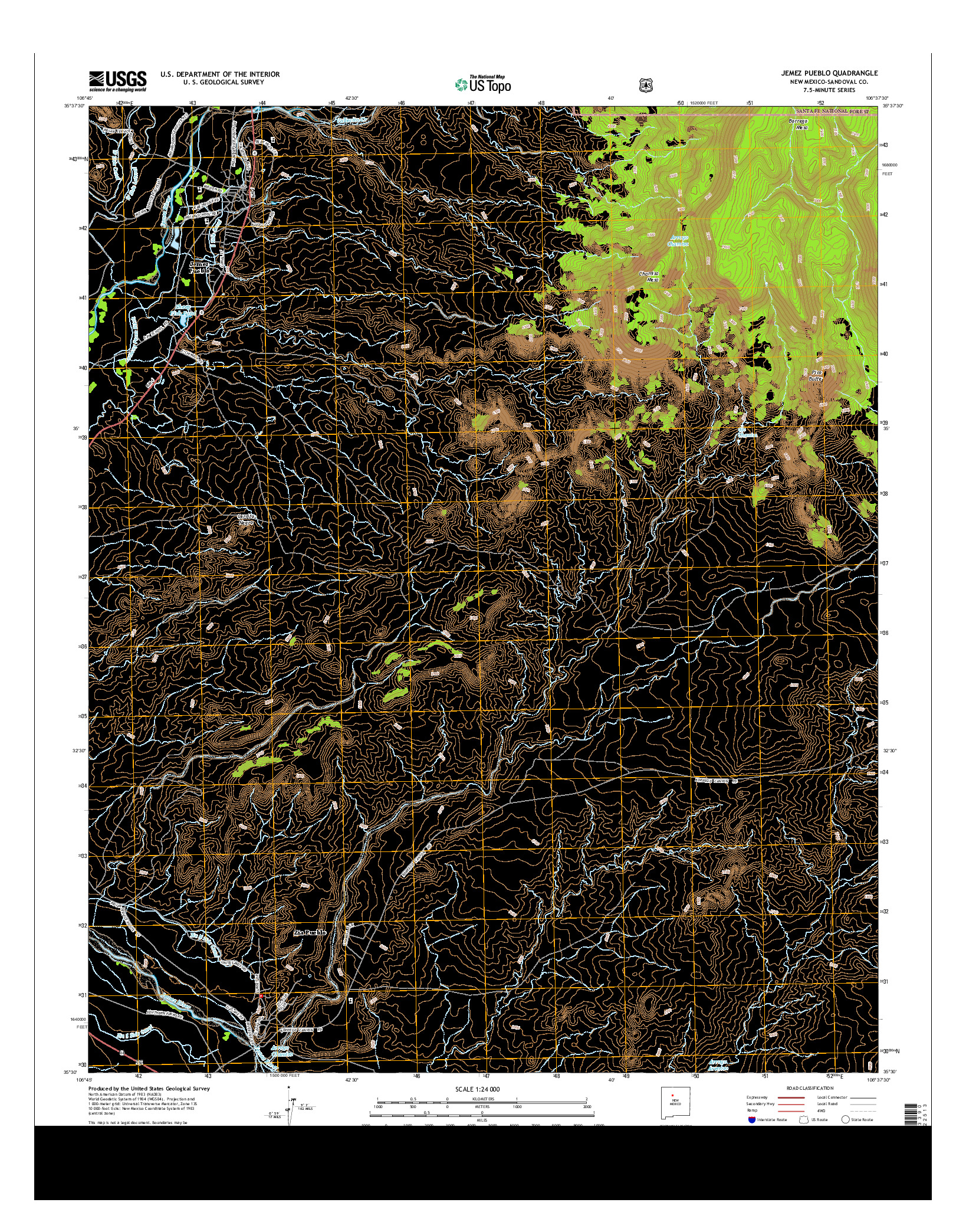 USGS US TOPO 7.5-MINUTE MAP FOR JEMEZ PUEBLO, NM 2013