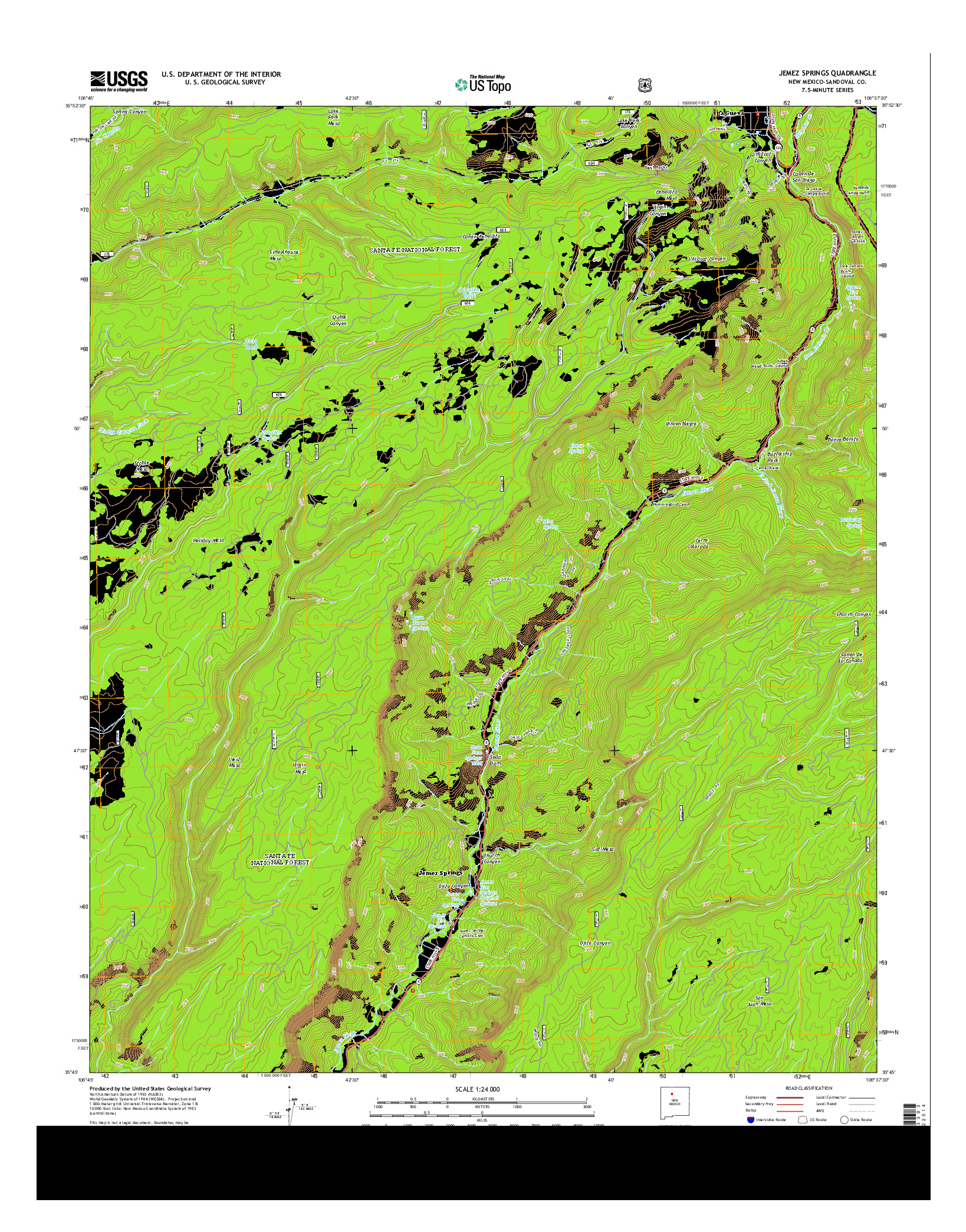 USGS US TOPO 7.5-MINUTE MAP FOR JEMEZ SPRINGS, NM 2013