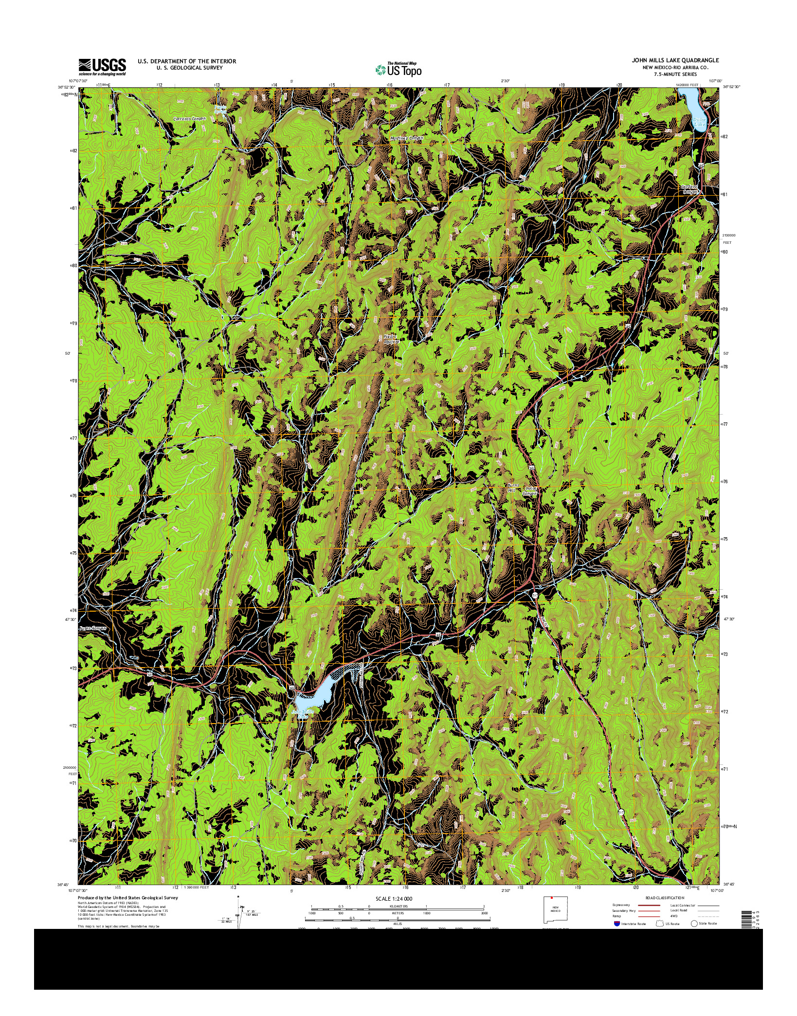 USGS US TOPO 7.5-MINUTE MAP FOR JOHN MILLS LAKE, NM 2013