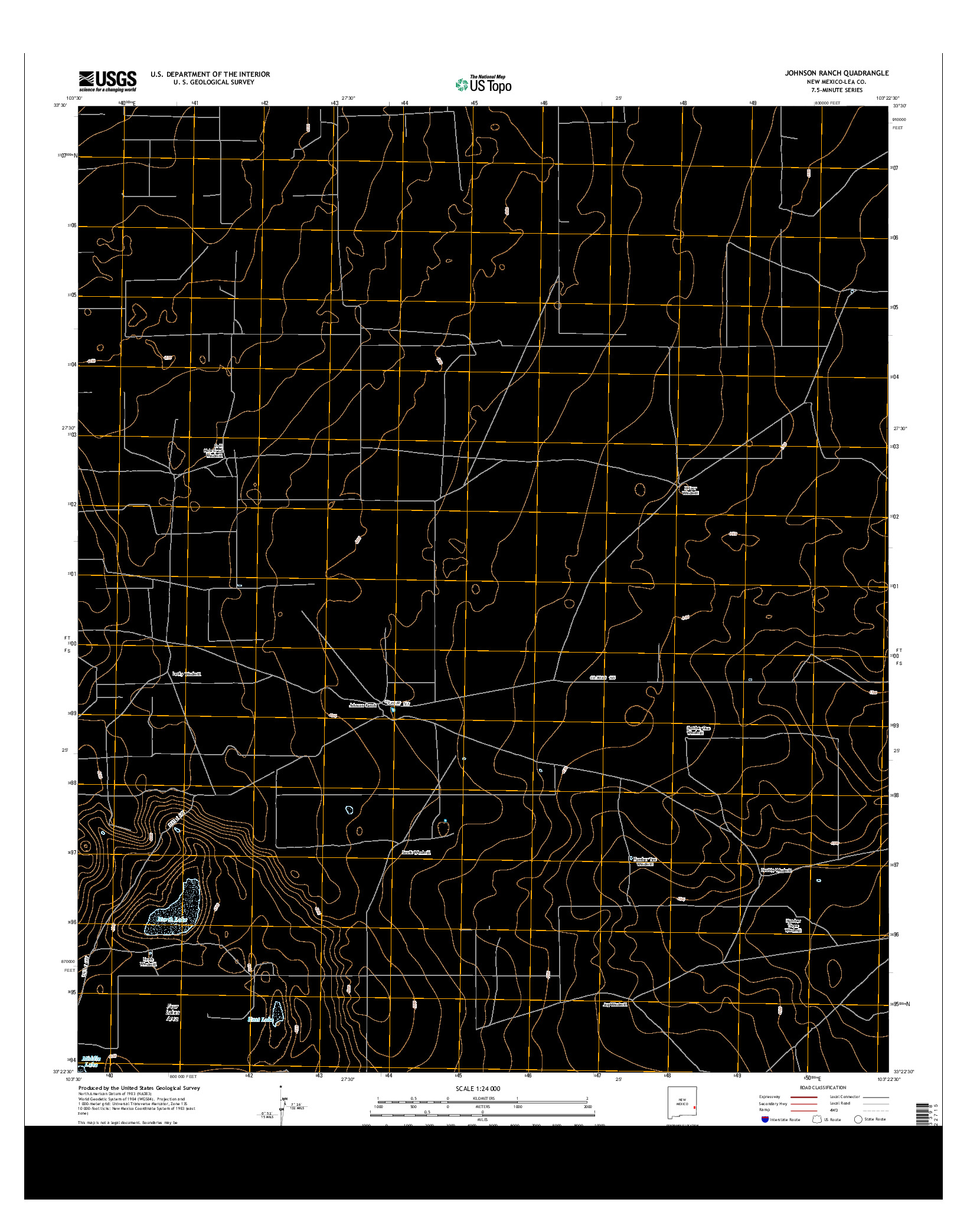 USGS US TOPO 7.5-MINUTE MAP FOR JOHNSON RANCH, NM 2013