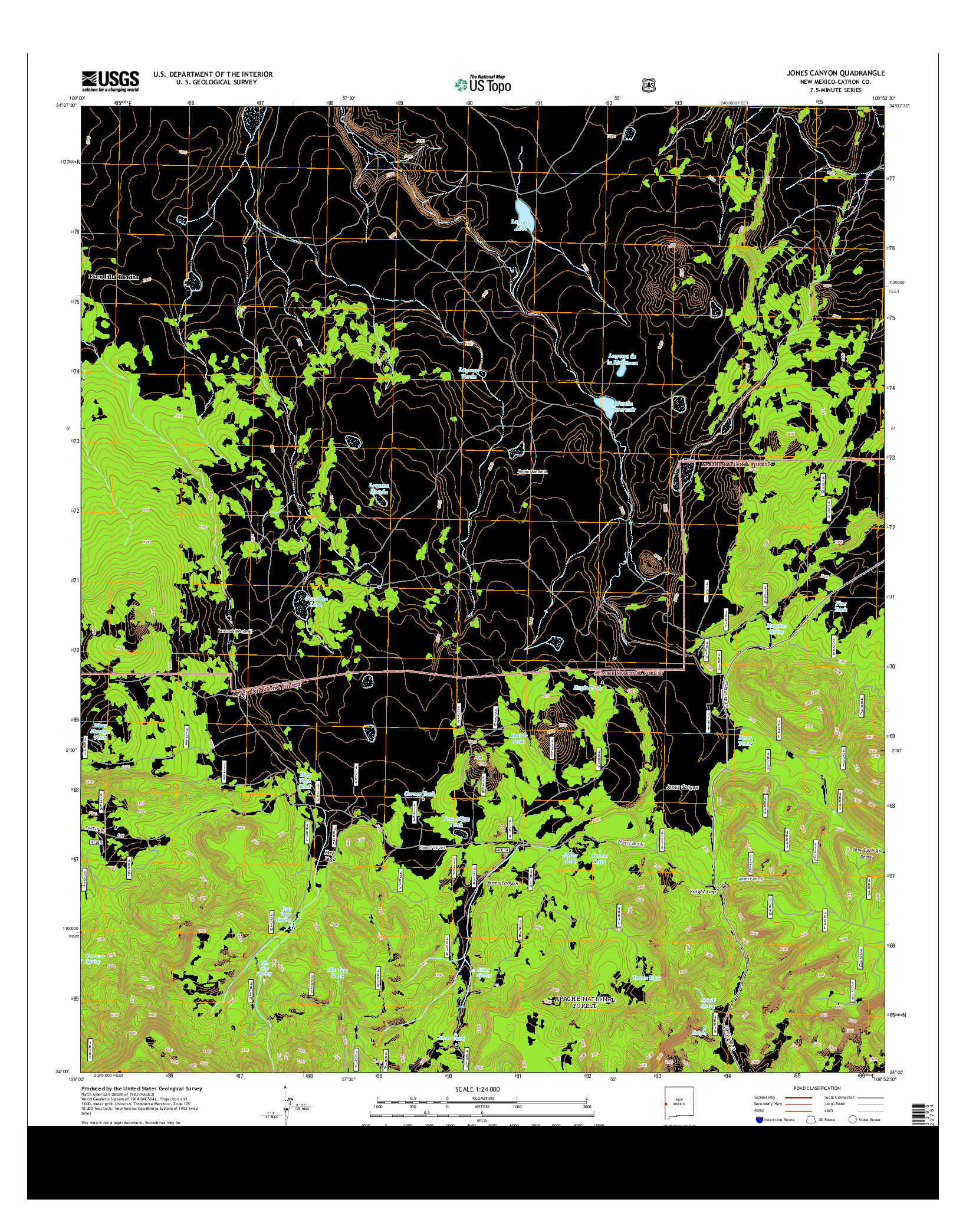 USGS US TOPO 7.5-MINUTE MAP FOR JONES CANYON, NM 2013