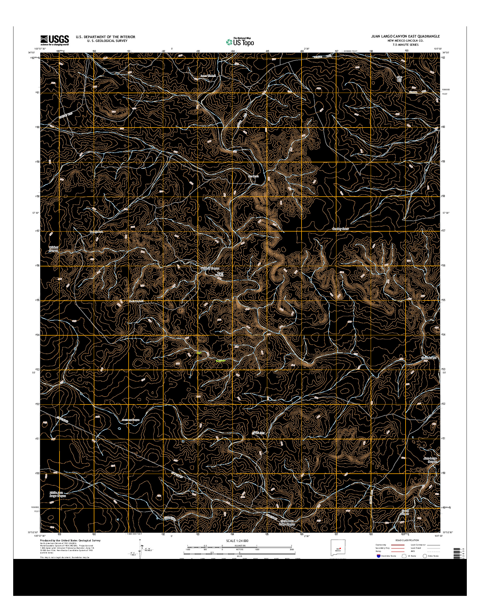 USGS US TOPO 7.5-MINUTE MAP FOR JUAN LARGO CANYON EAST, NM 2013