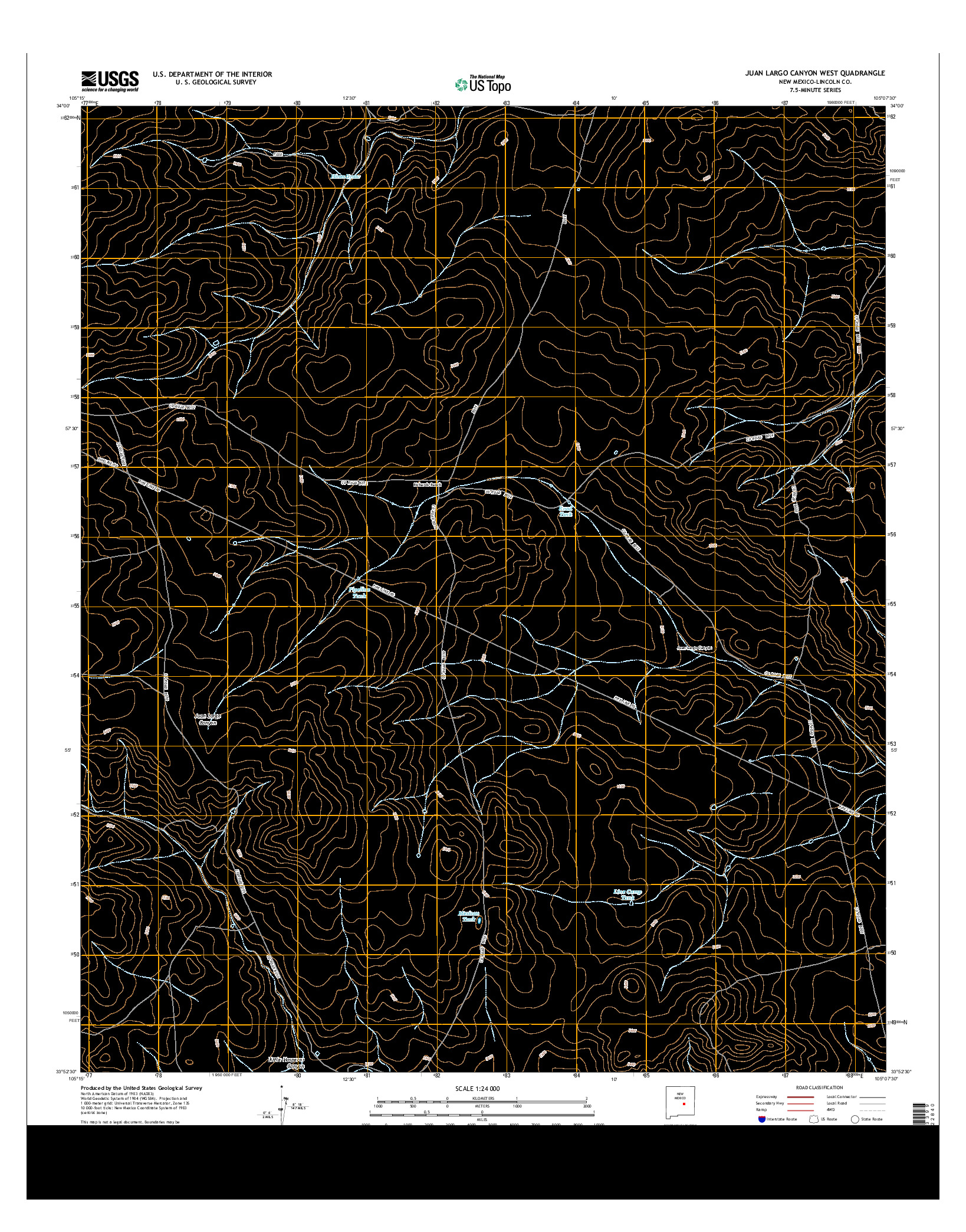 USGS US TOPO 7.5-MINUTE MAP FOR JUAN LARGO CANYON WEST, NM 2013