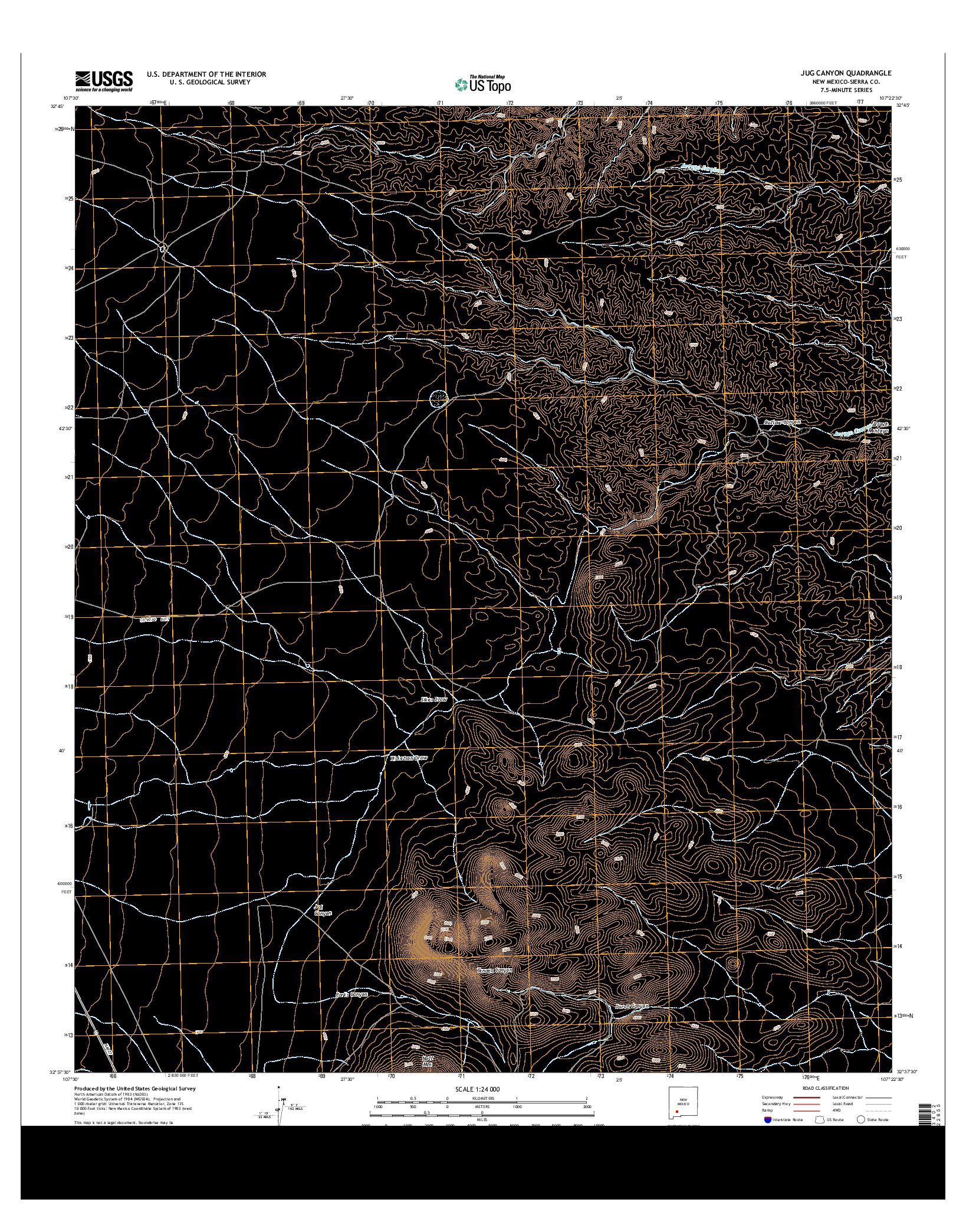 USGS US TOPO 7.5-MINUTE MAP FOR JUG CANYON, NM 2013