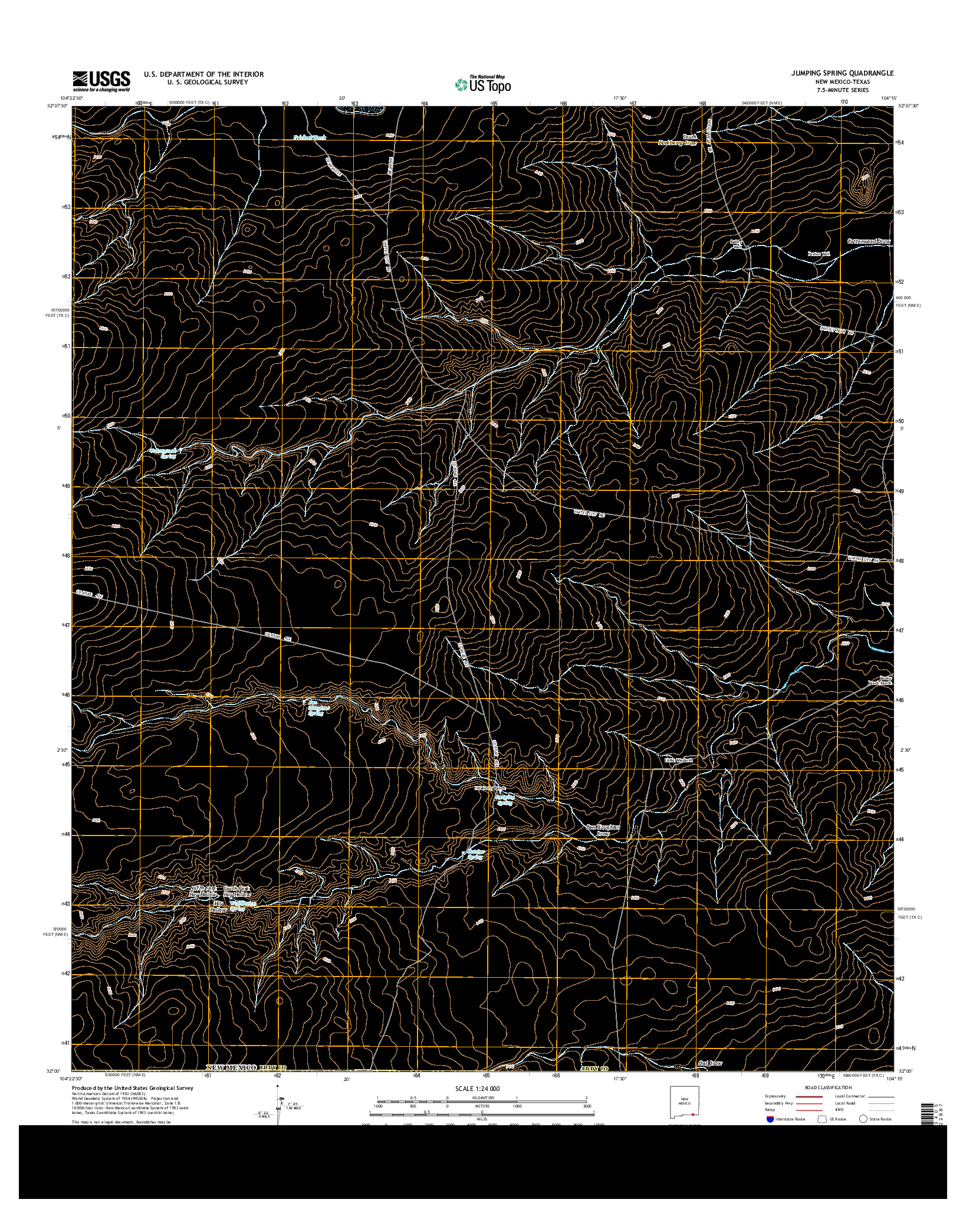 USGS US TOPO 7.5-MINUTE MAP FOR JUMPING SPRING, NM-TX 2013