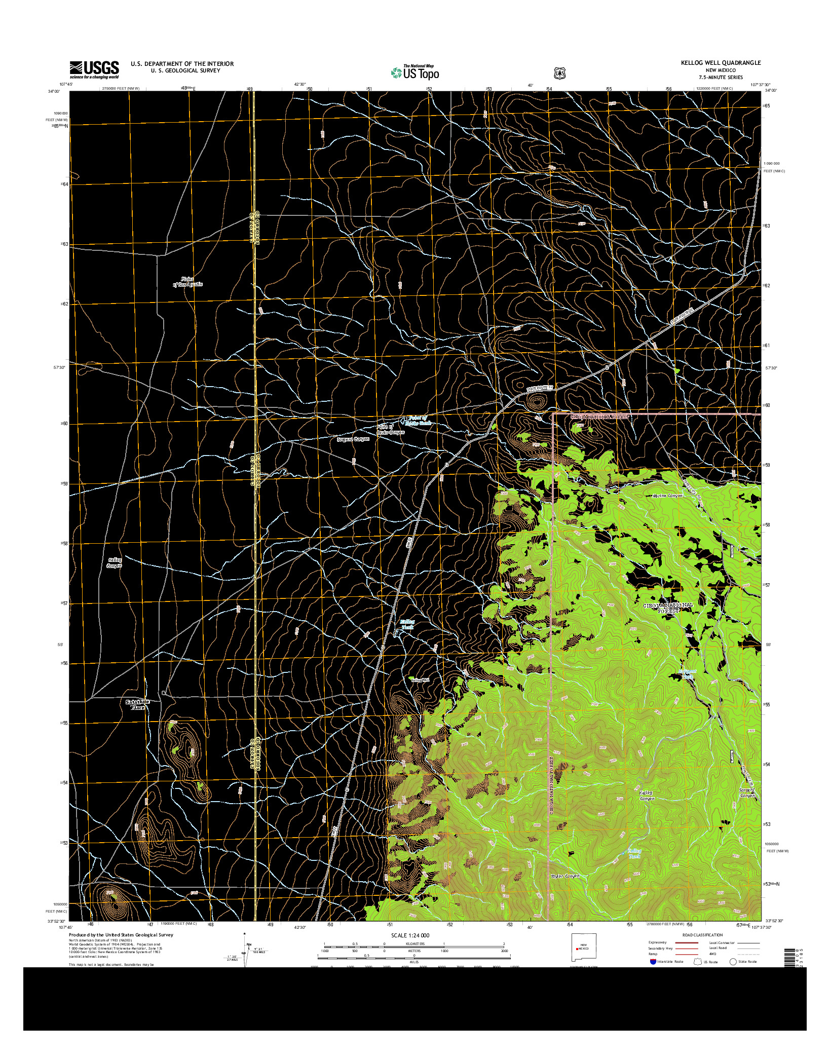 USGS US TOPO 7.5-MINUTE MAP FOR KELLOG WELL, NM 2013