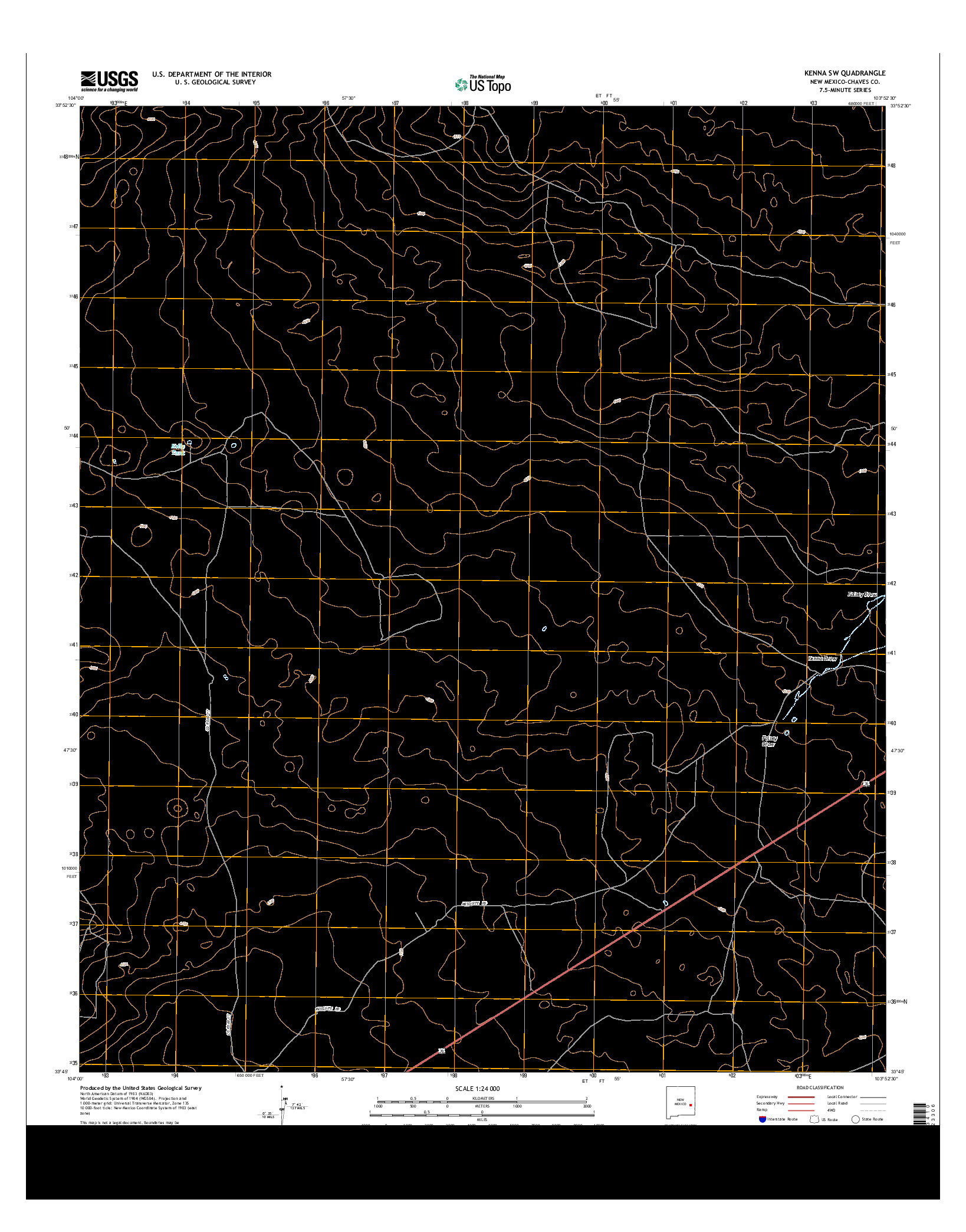 USGS US TOPO 7.5-MINUTE MAP FOR KENNA SW, NM 2013