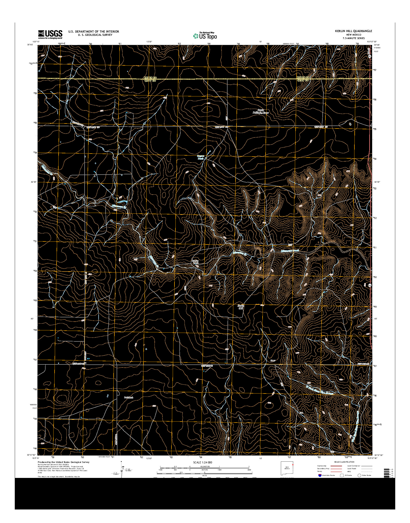 USGS US TOPO 7.5-MINUTE MAP FOR KERLIN HILL, NM 2013