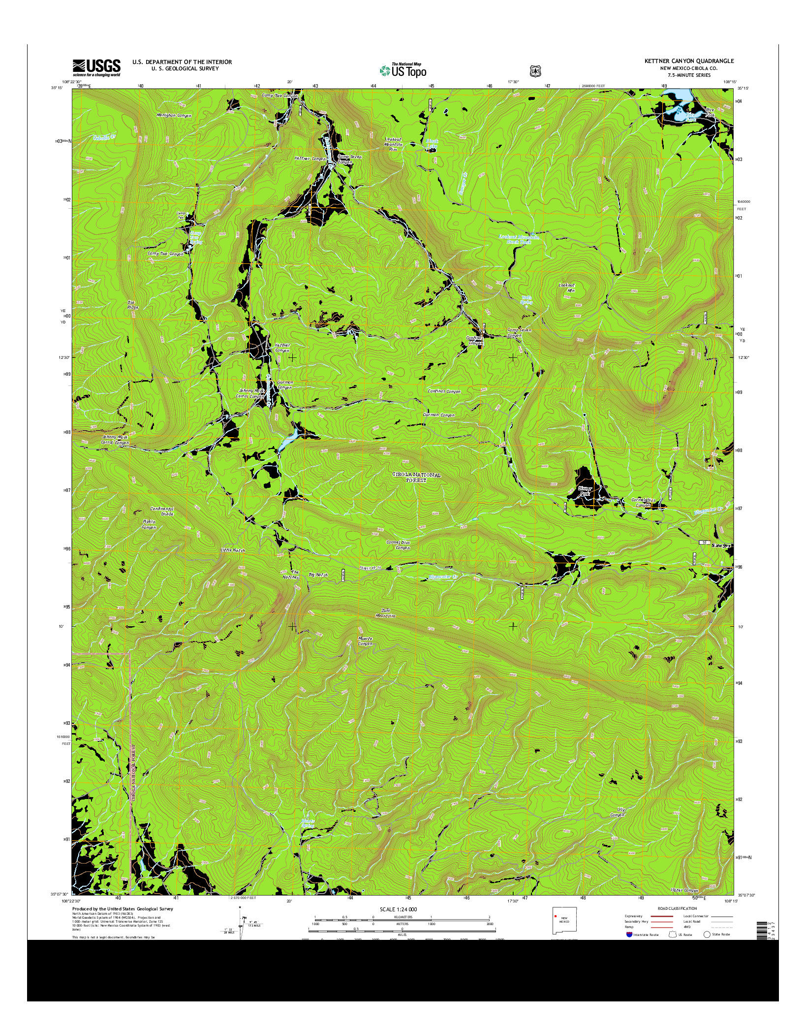 USGS US TOPO 7.5-MINUTE MAP FOR KETTNER CANYON, NM 2013