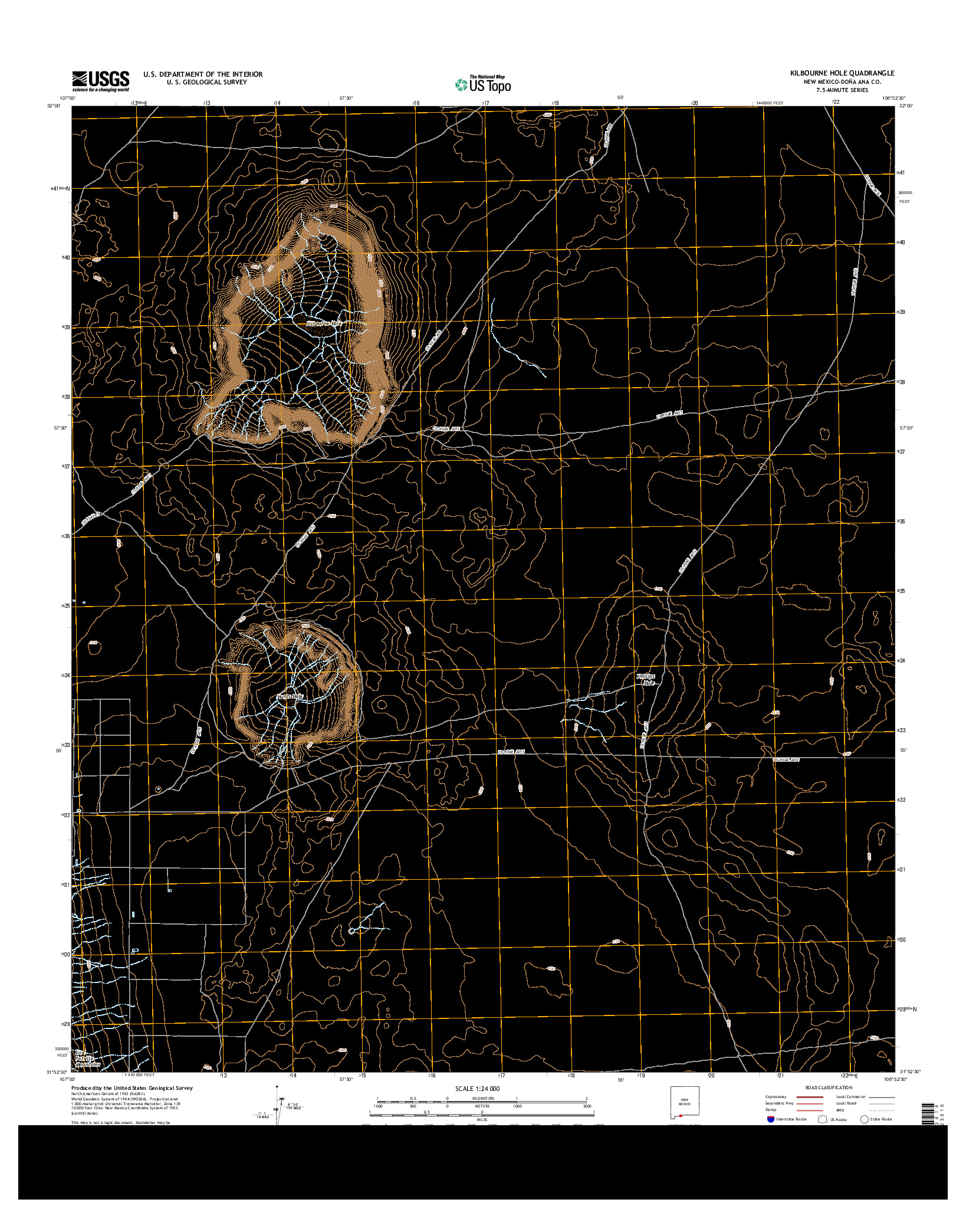 USGS US TOPO 7.5-MINUTE MAP FOR KILBOURNE HOLE, NM 2013