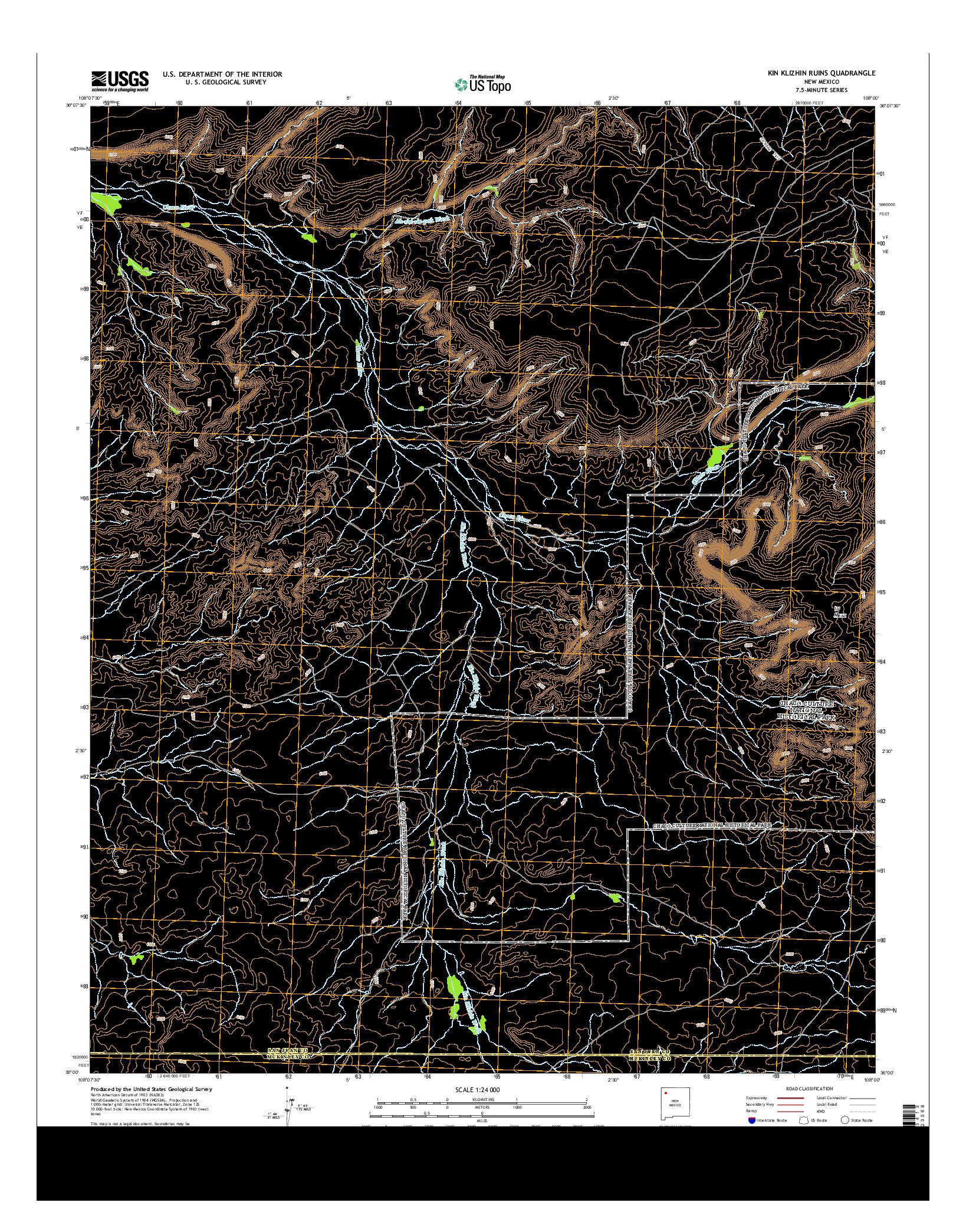 USGS US TOPO 7.5-MINUTE MAP FOR KIN KLIZHIN RUINS, NM 2013