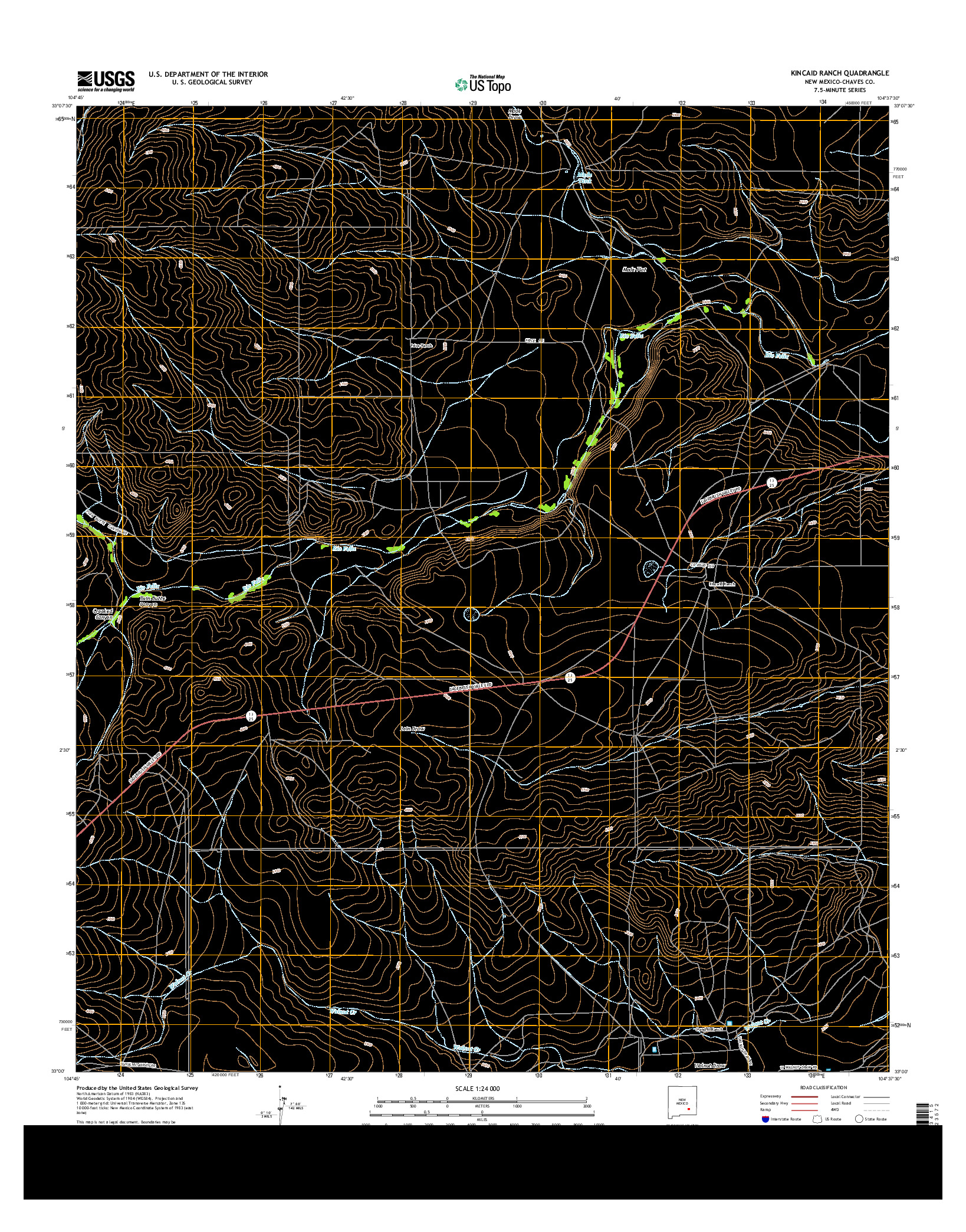 USGS US TOPO 7.5-MINUTE MAP FOR KINCAID RANCH, NM 2013