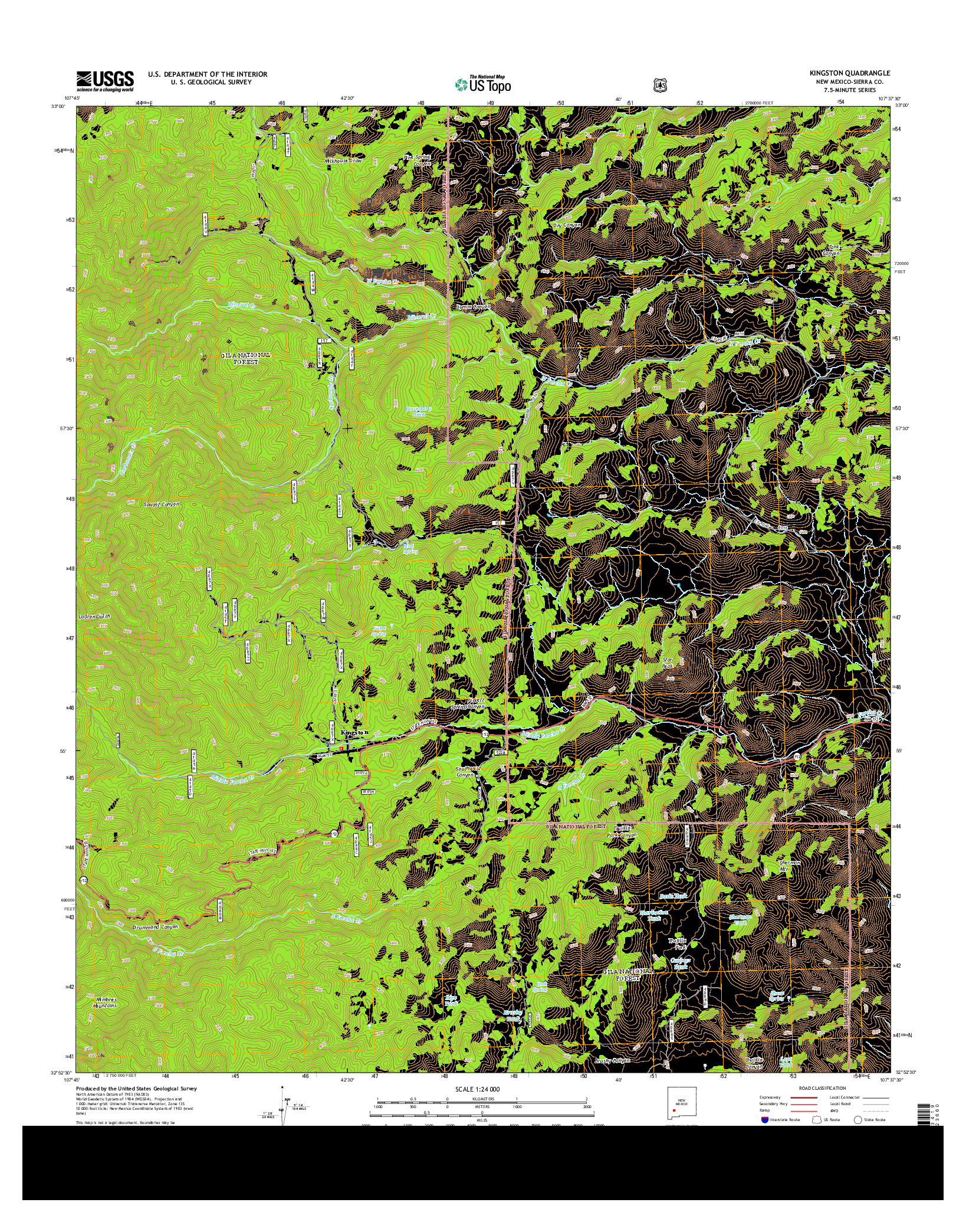 USGS US TOPO 7.5-MINUTE MAP FOR KINGSTON, NM 2013