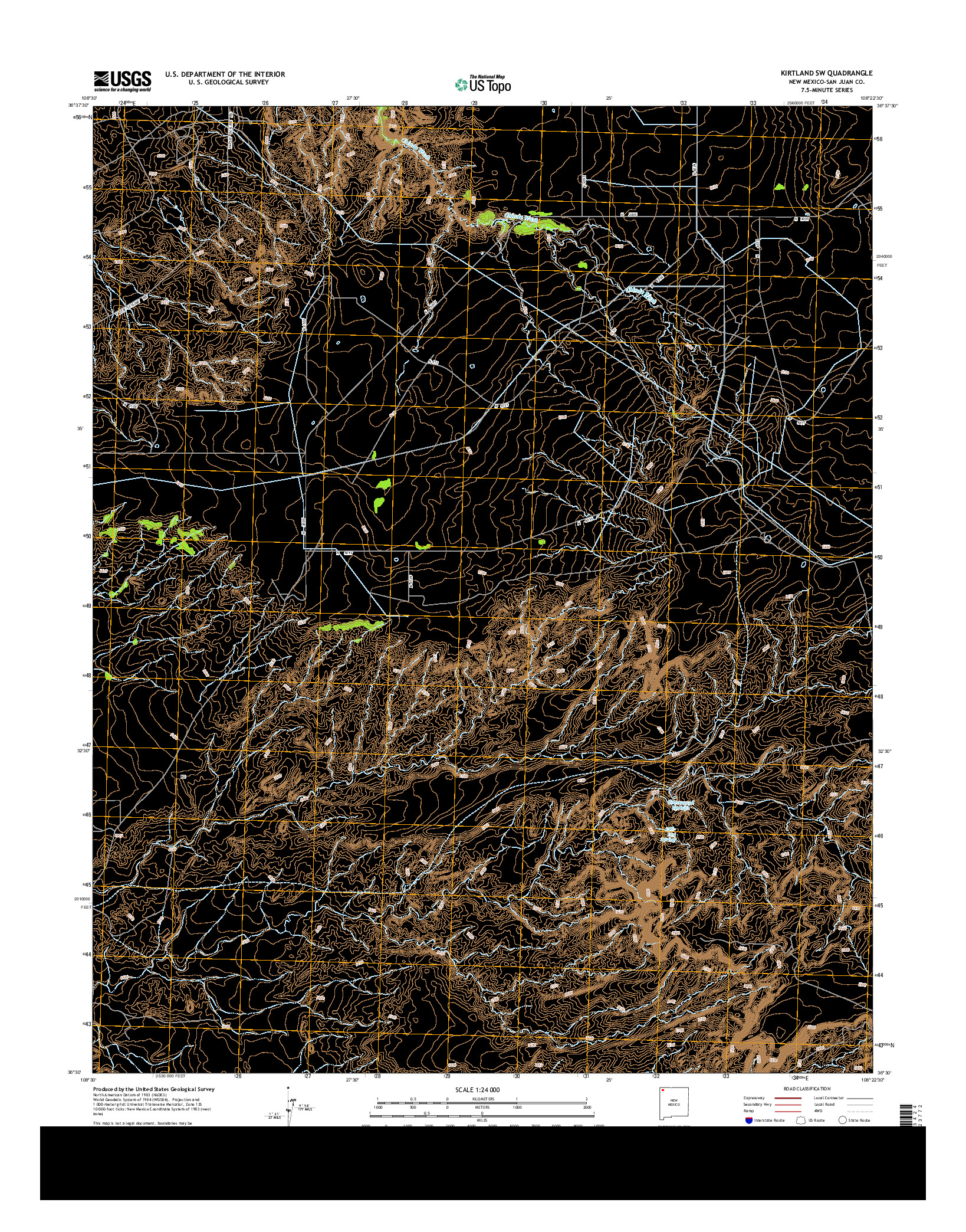 USGS US TOPO 7.5-MINUTE MAP FOR KIRTLAND SW, NM 2013