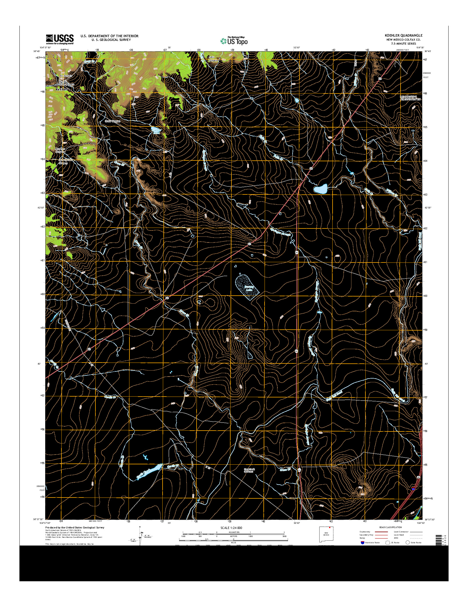 USGS US TOPO 7.5-MINUTE MAP FOR KOEHLER, NM 2013