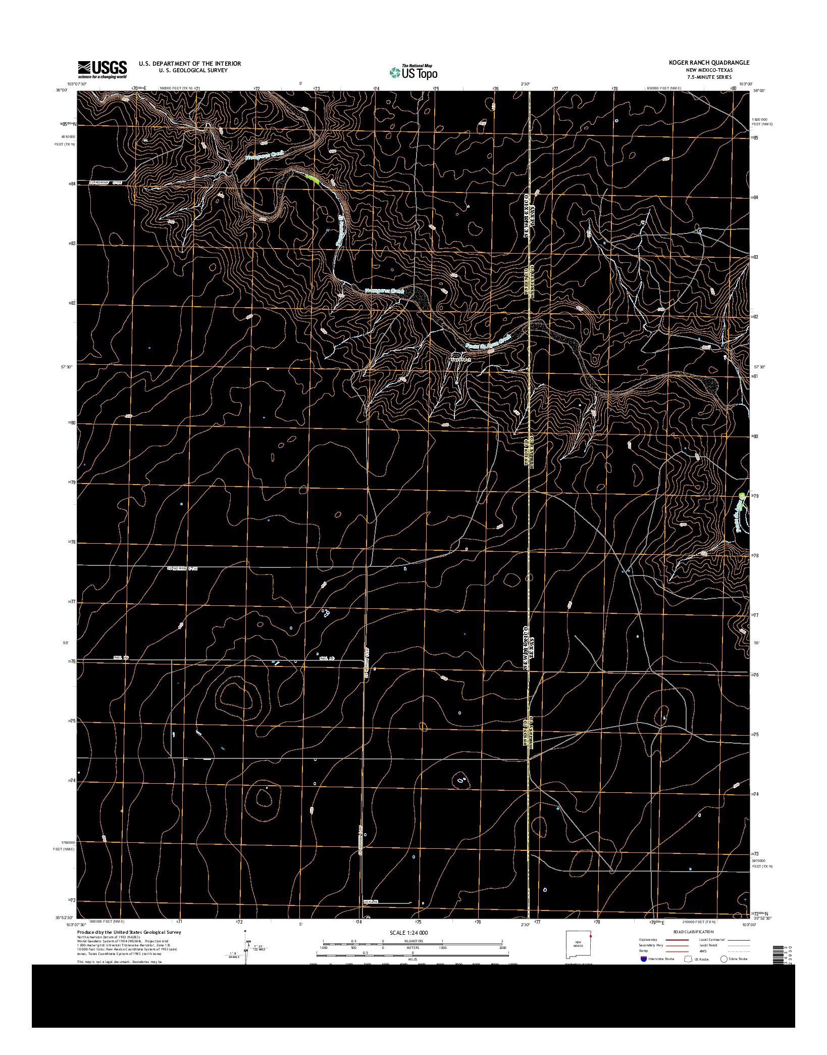 USGS US TOPO 7.5-MINUTE MAP FOR KOGER RANCH, NM-TX 2013