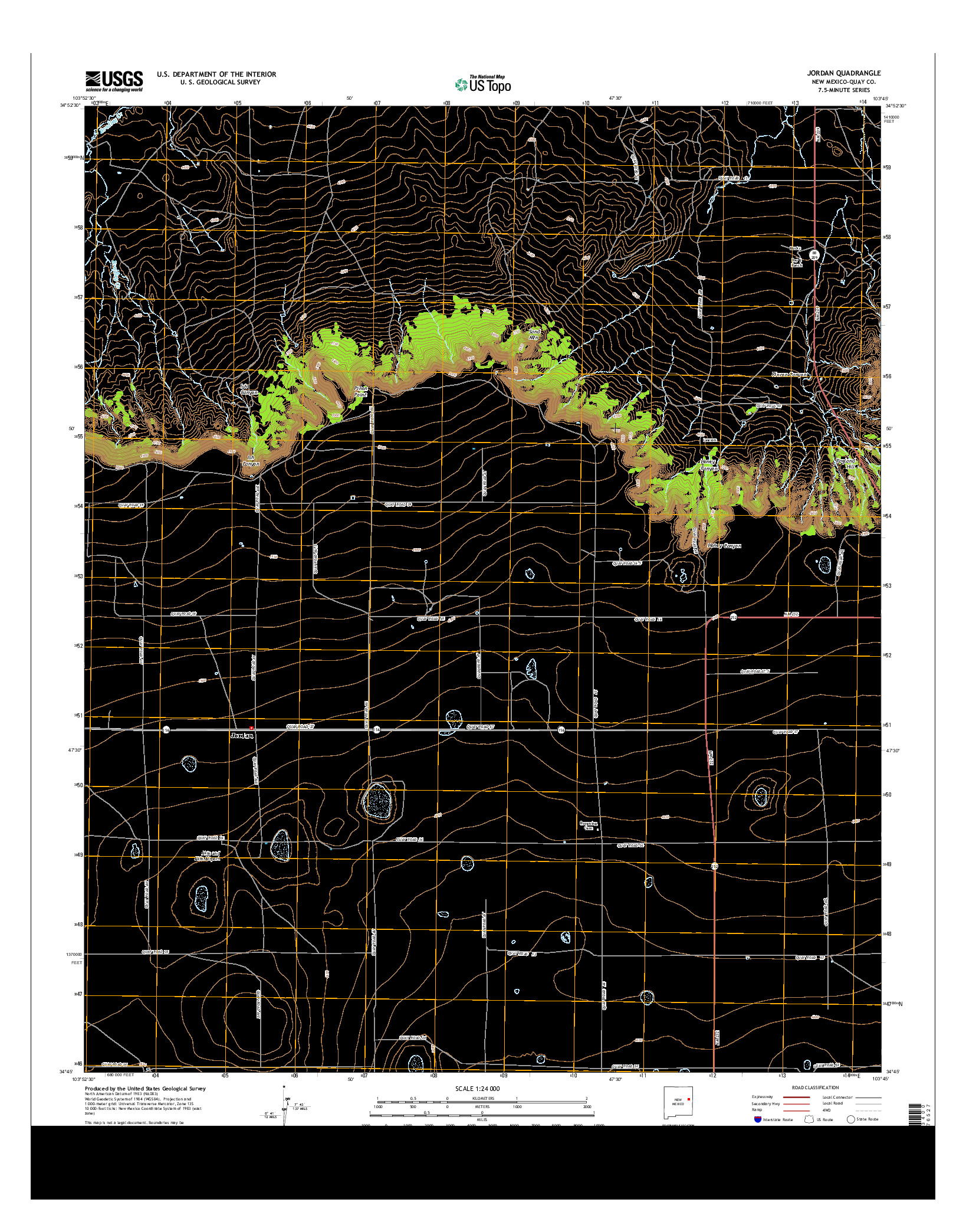 USGS US TOPO 7.5-MINUTE MAP FOR JORDAN, NM 2013
