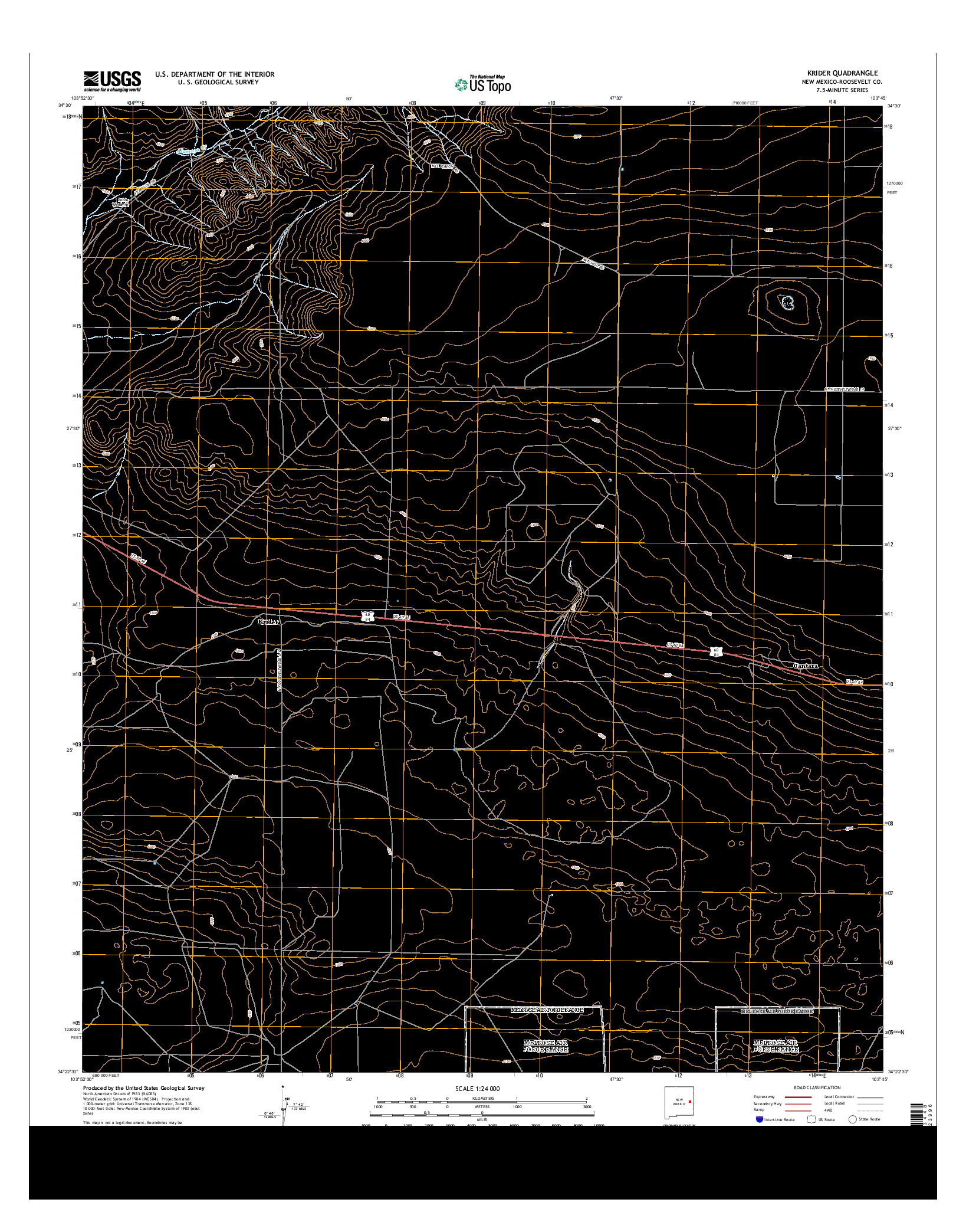 USGS US TOPO 7.5-MINUTE MAP FOR KRIDER, NM 2013