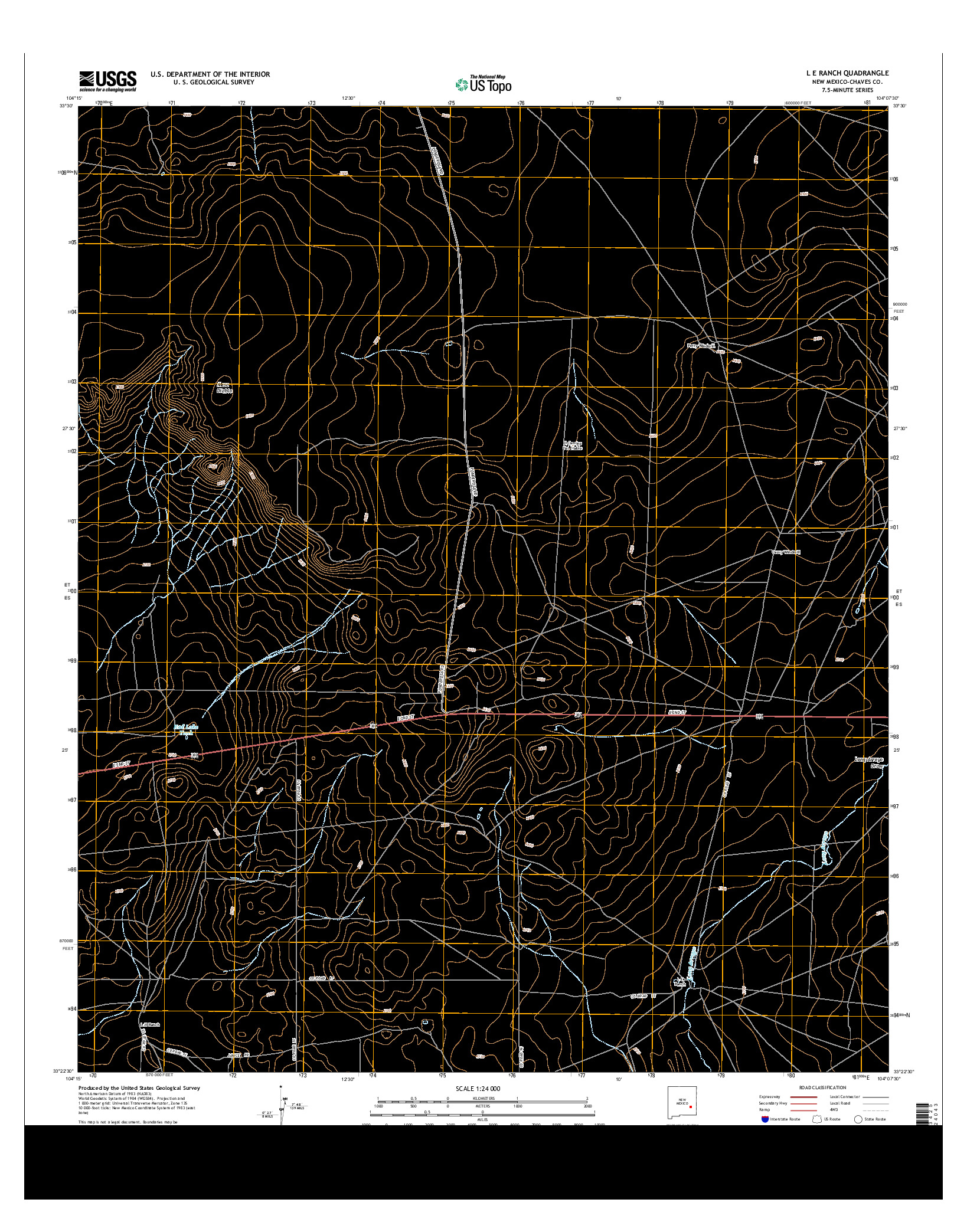USGS US TOPO 7.5-MINUTE MAP FOR L E RANCH, NM 2013
