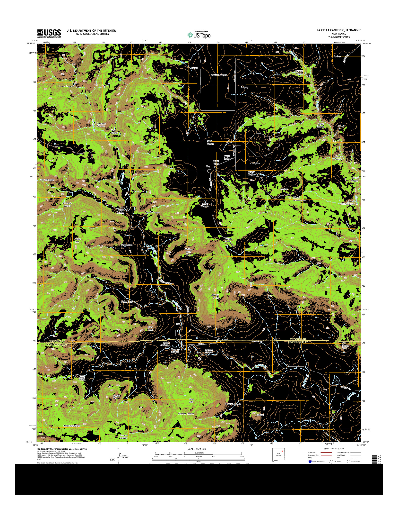 USGS US TOPO 7.5-MINUTE MAP FOR LA CINTA CANYON, NM 2013