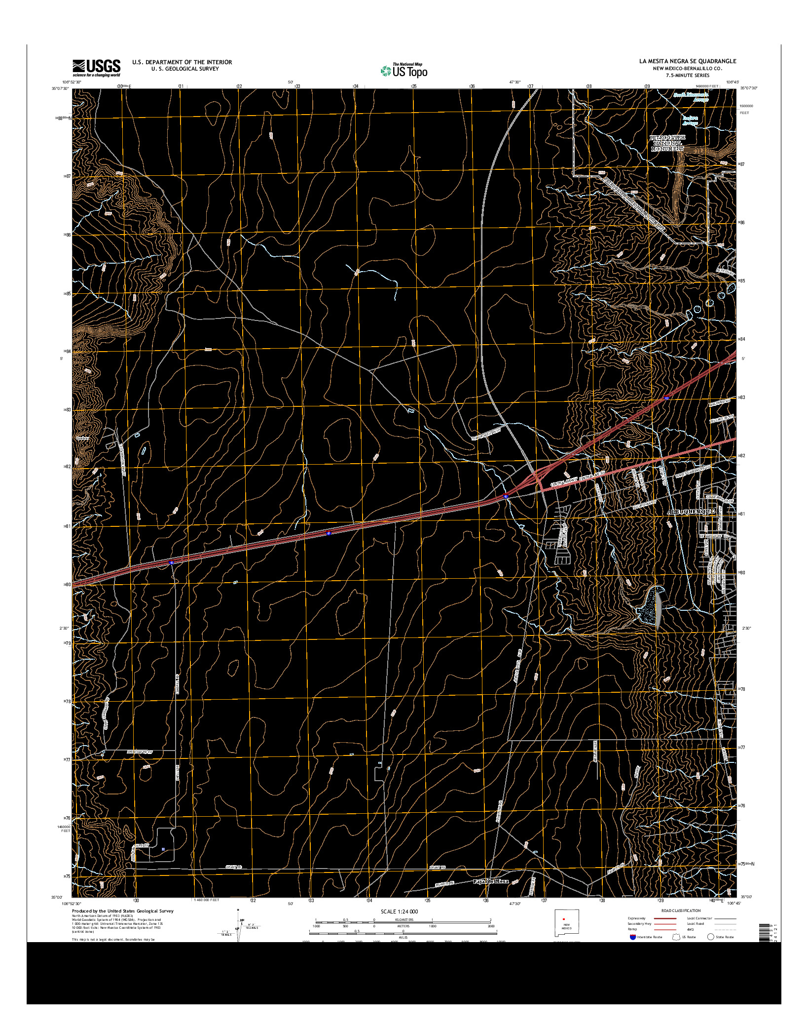 USGS US TOPO 7.5-MINUTE MAP FOR LA MESITA NEGRA SE, NM 2013