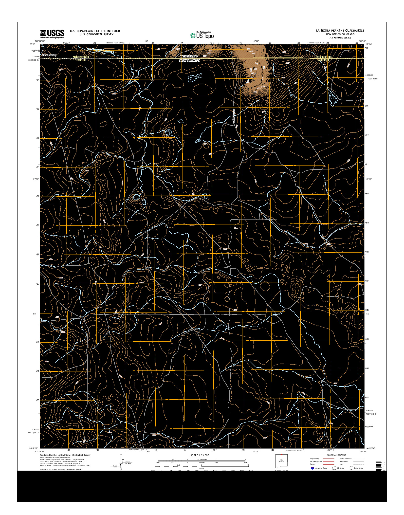USGS US TOPO 7.5-MINUTE MAP FOR LA SEGITA PEAKS NE, NM-CO 2013