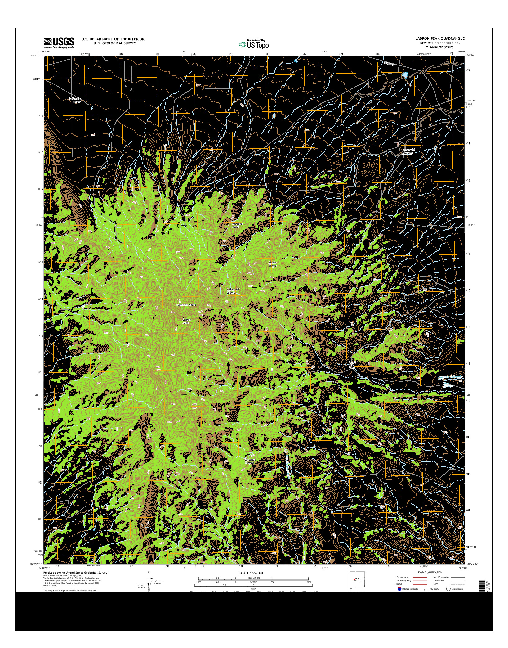 USGS US TOPO 7.5-MINUTE MAP FOR LADRON PEAK, NM 2013