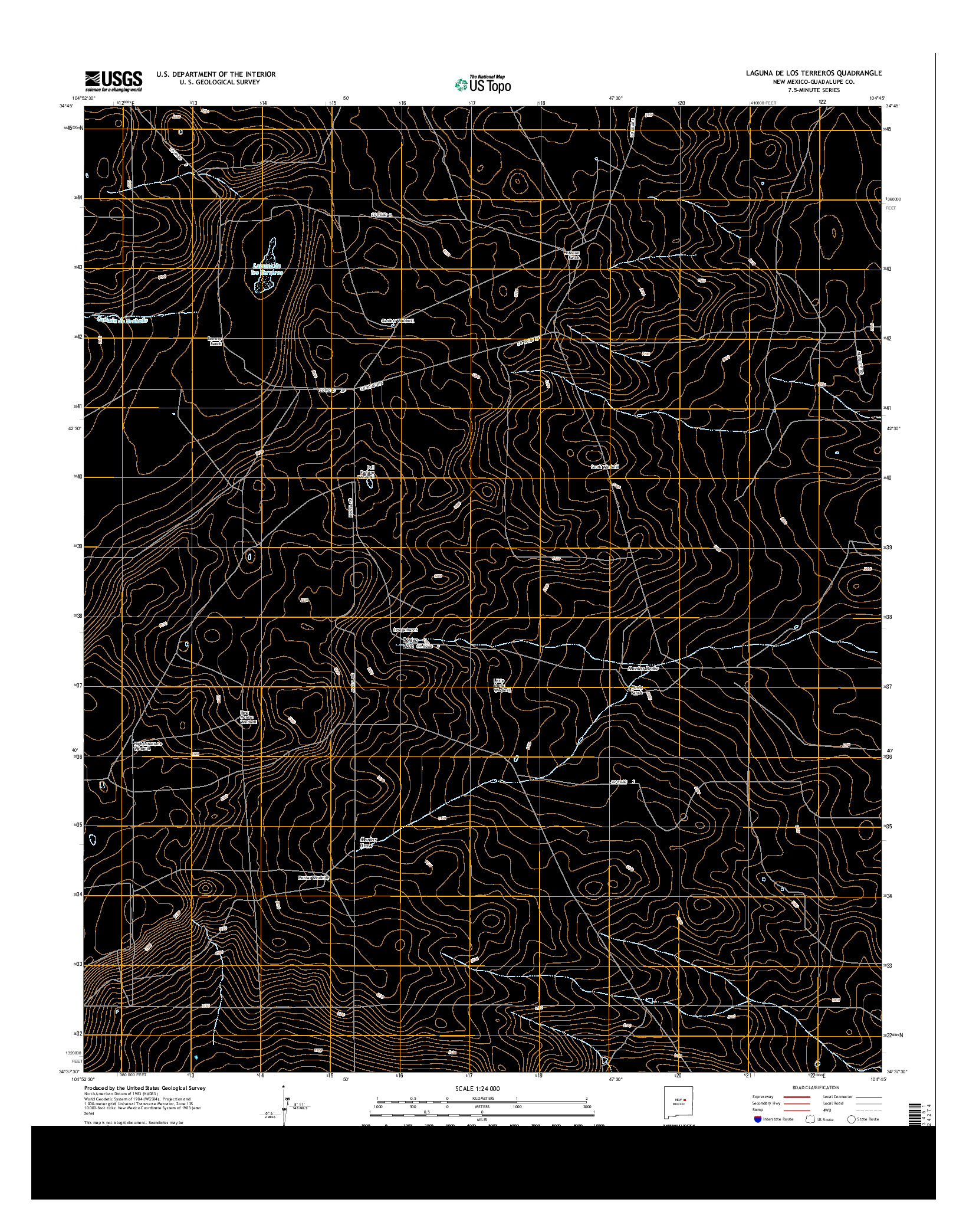 USGS US TOPO 7.5-MINUTE MAP FOR LAGUNA DE LOS TERREROS, NM 2013