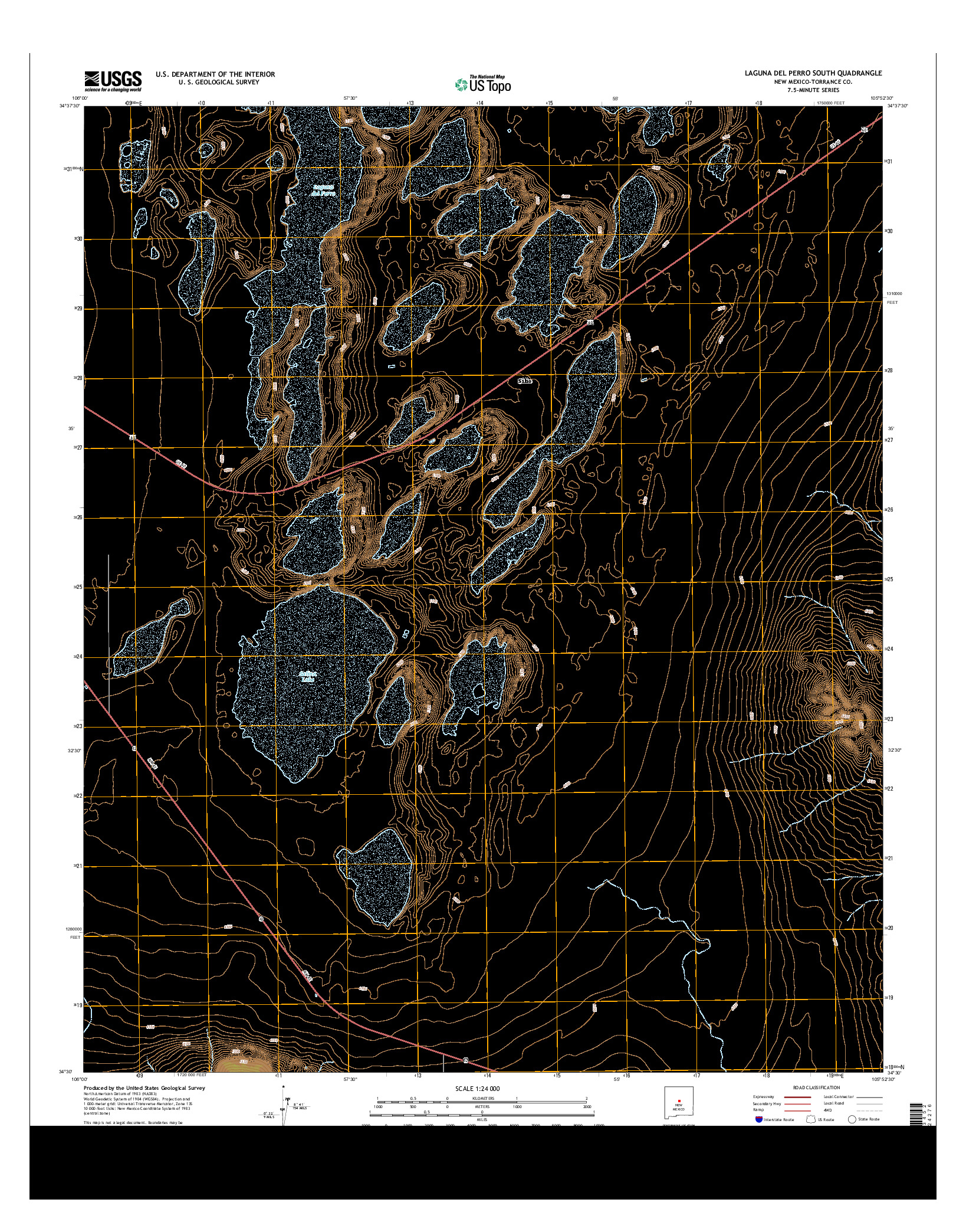 USGS US TOPO 7.5-MINUTE MAP FOR LAGUNA DEL PERRO SOUTH, NM 2013