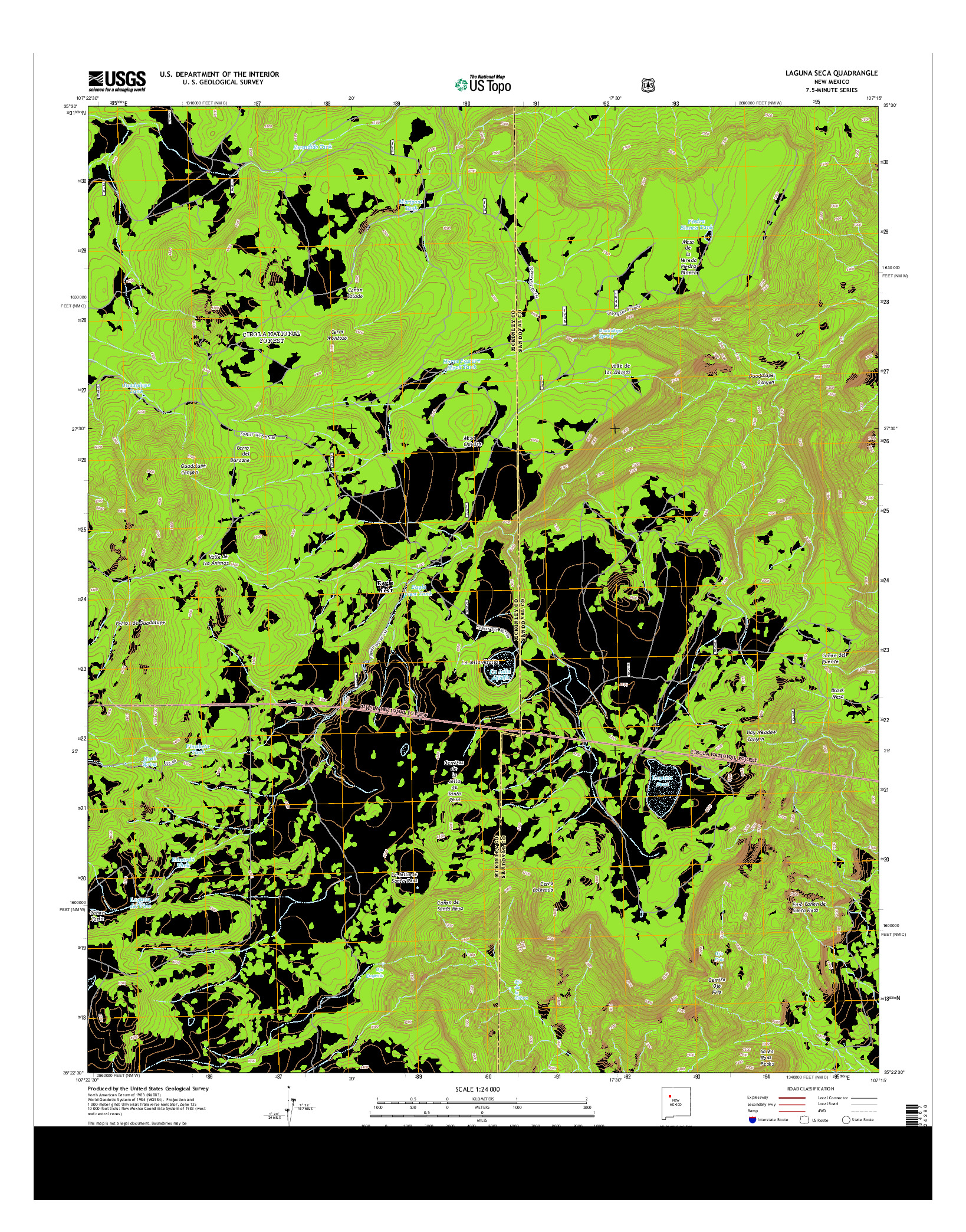 USGS US TOPO 7.5-MINUTE MAP FOR LAGUNA SECA, NM 2013