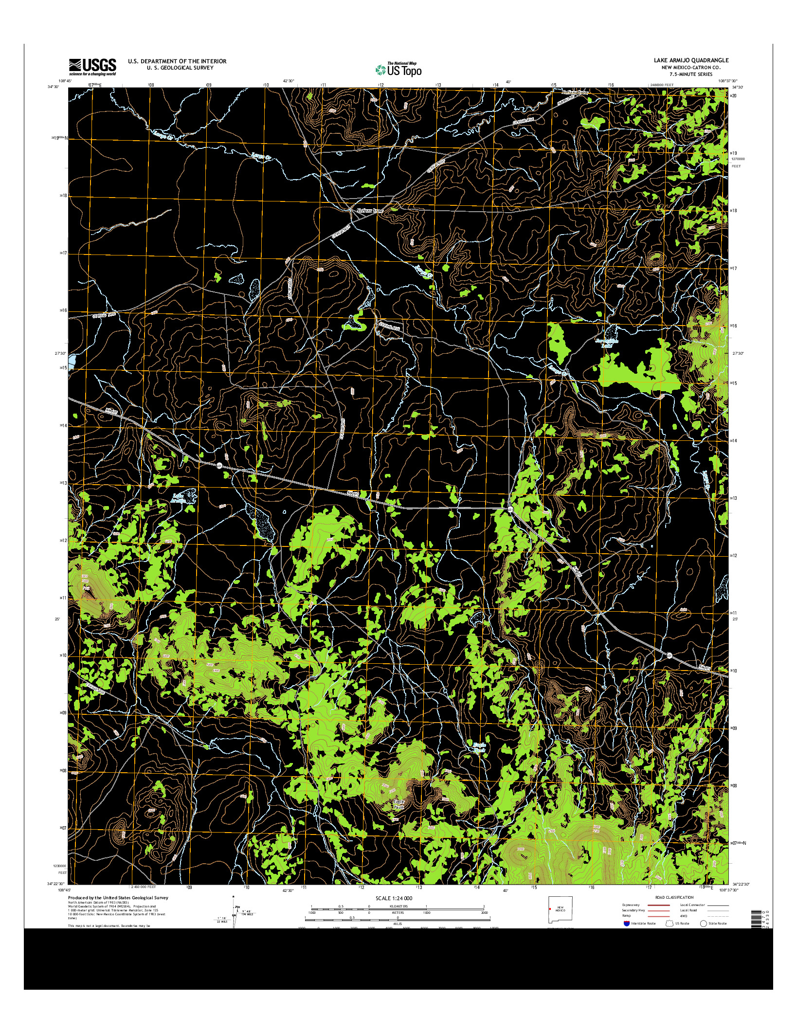 USGS US TOPO 7.5-MINUTE MAP FOR LAKE ARMIJO, NM 2013