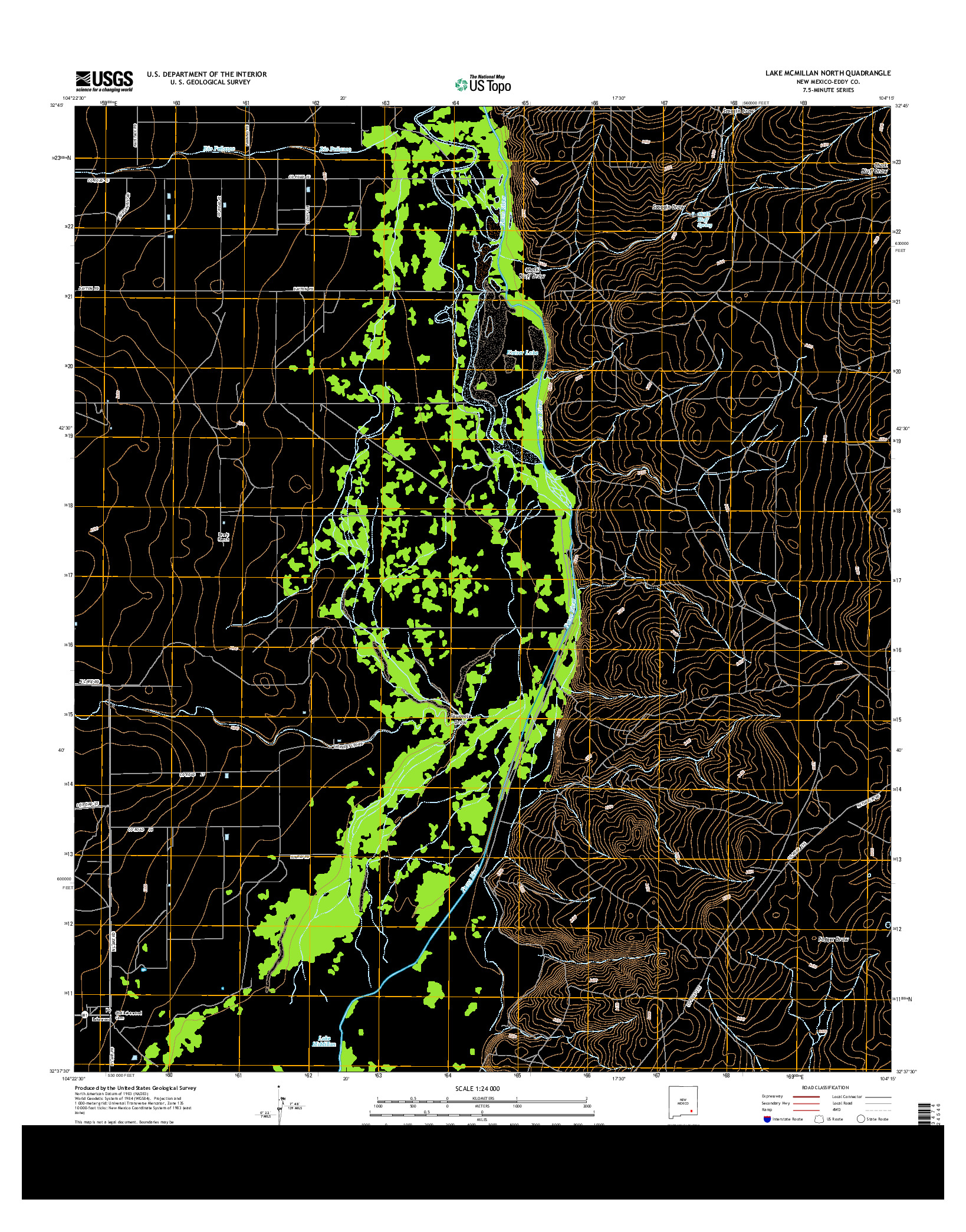 USGS US TOPO 7.5-MINUTE MAP FOR LAKE MCMILLAN NORTH, NM 2013