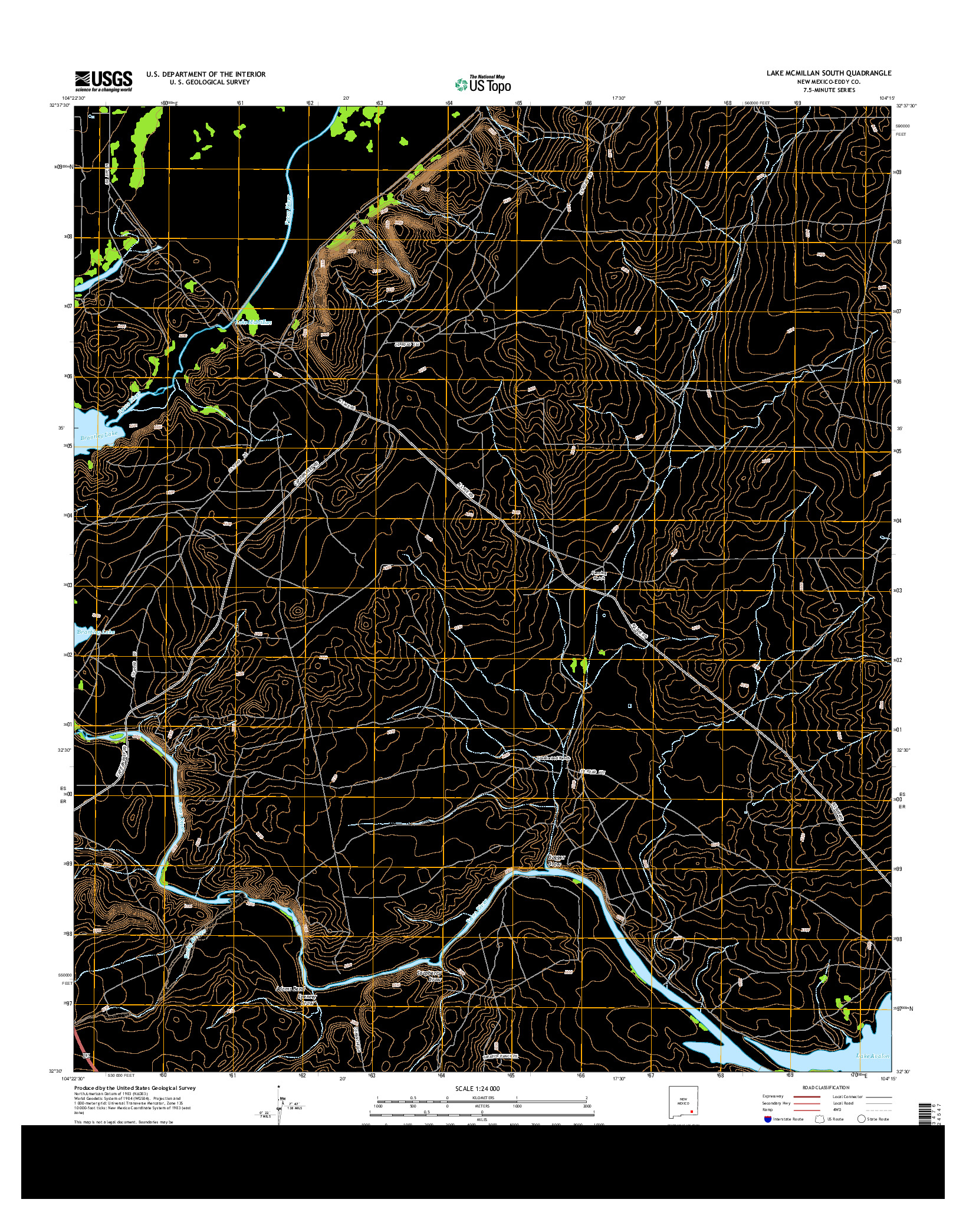 USGS US TOPO 7.5-MINUTE MAP FOR LAKE MCMILLAN SOUTH, NM 2013