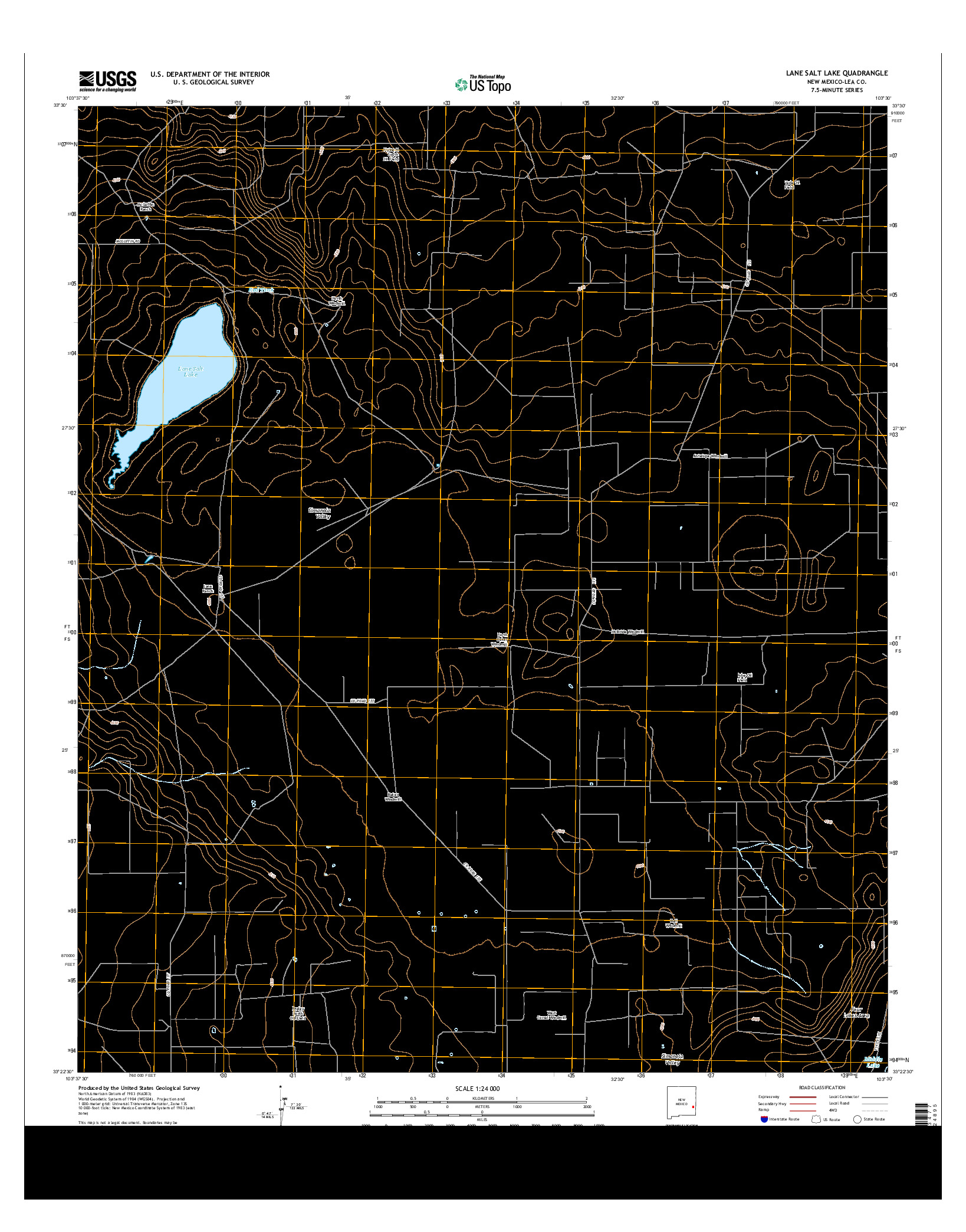 USGS US TOPO 7.5-MINUTE MAP FOR LANE SALT LAKE, NM 2013