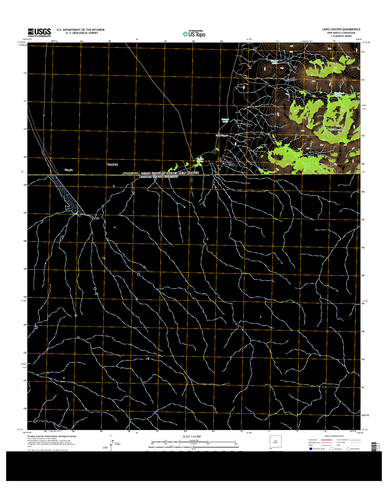 USGS US TOPO 7.5-MINUTE MAP FOR LANG CANYON, NM-CHH 2013