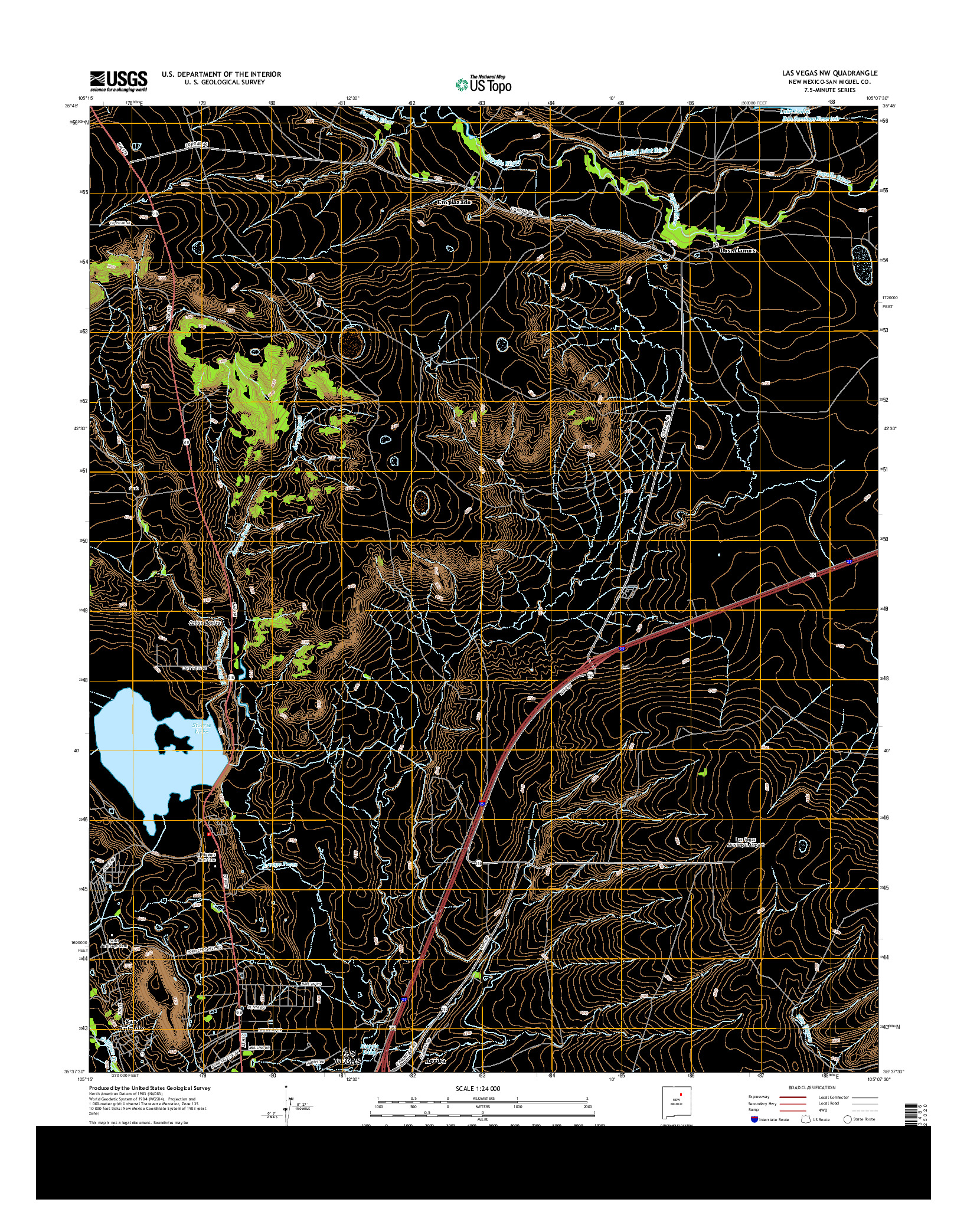 USGS US TOPO 7.5-MINUTE MAP FOR LAS VEGAS NW, NM 2013