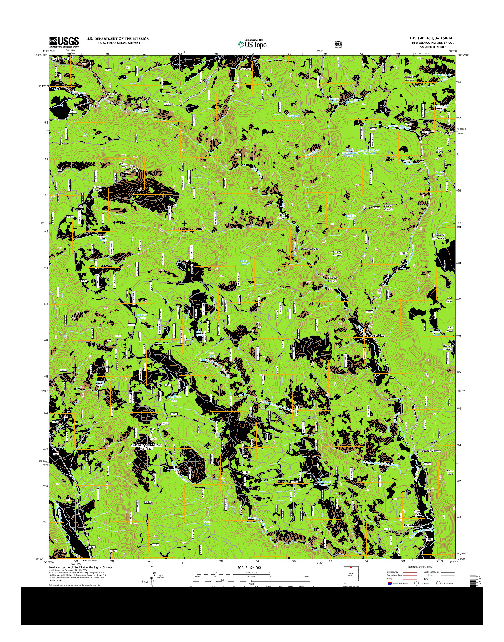 USGS US TOPO 7.5-MINUTE MAP FOR LAS TABLAS, NM 2013