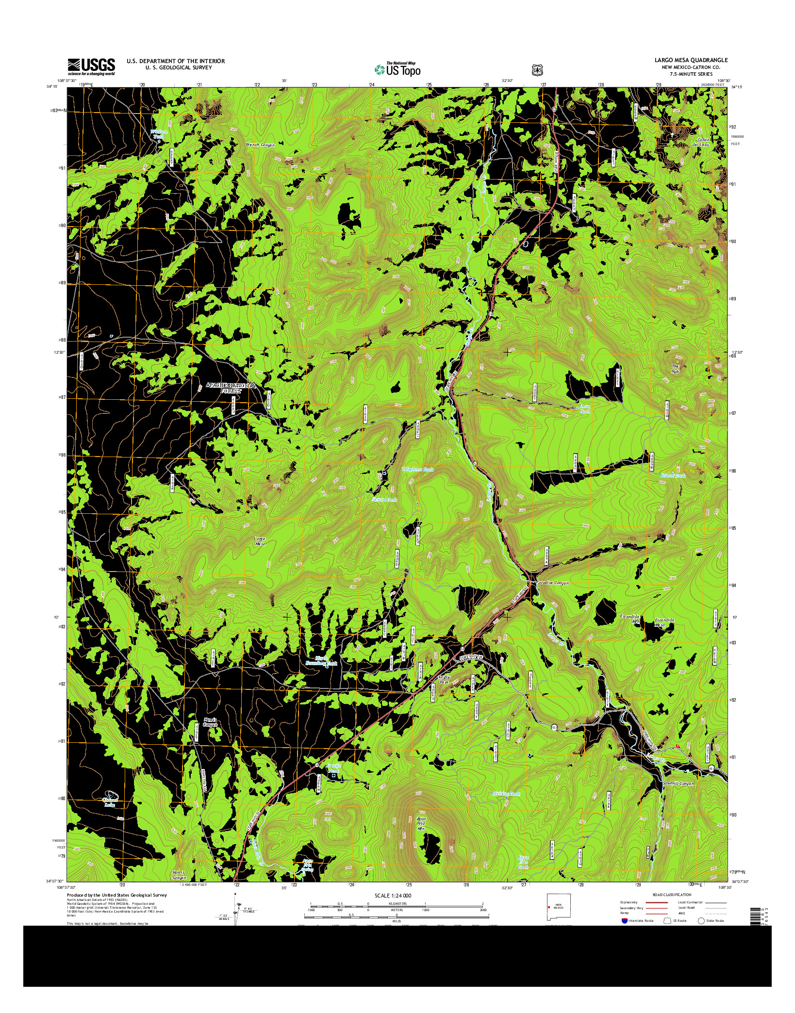 USGS US TOPO 7.5-MINUTE MAP FOR LARGO MESA, NM 2013