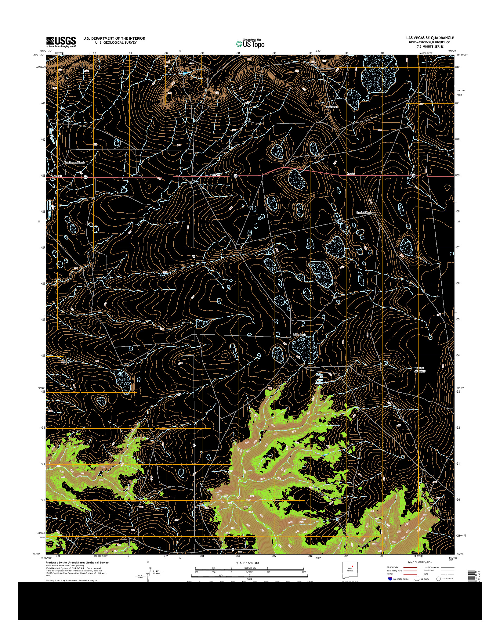 USGS US TOPO 7.5-MINUTE MAP FOR LAS VEGAS SE, NM 2013